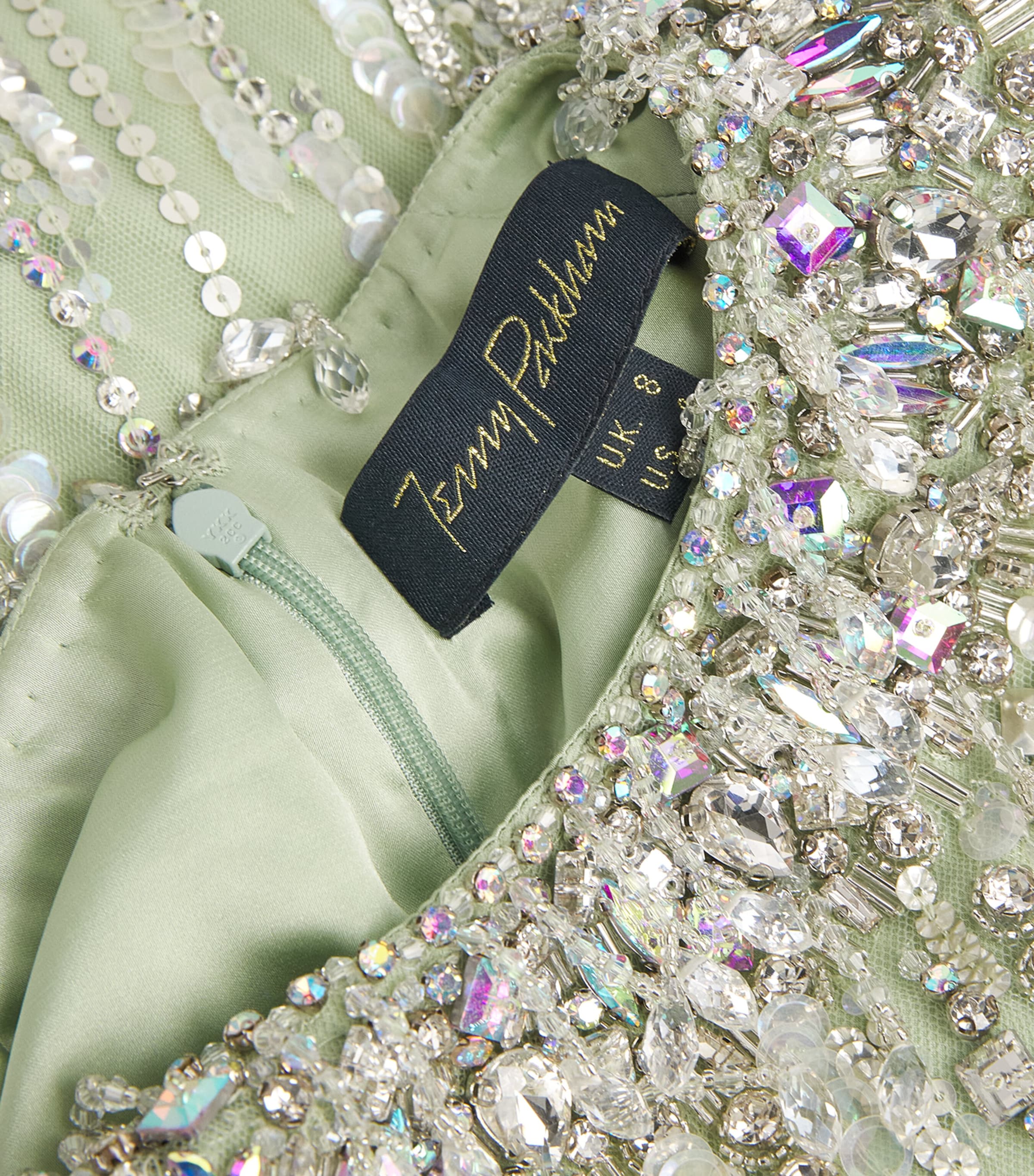 Jenny Packham Womens Tulle Embellished Roxy Gown Green Opal Image 6