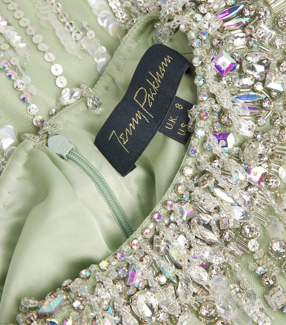 Jenny Packham Womens Tulle Embellished Roxy Gown Green Opal Image 6
