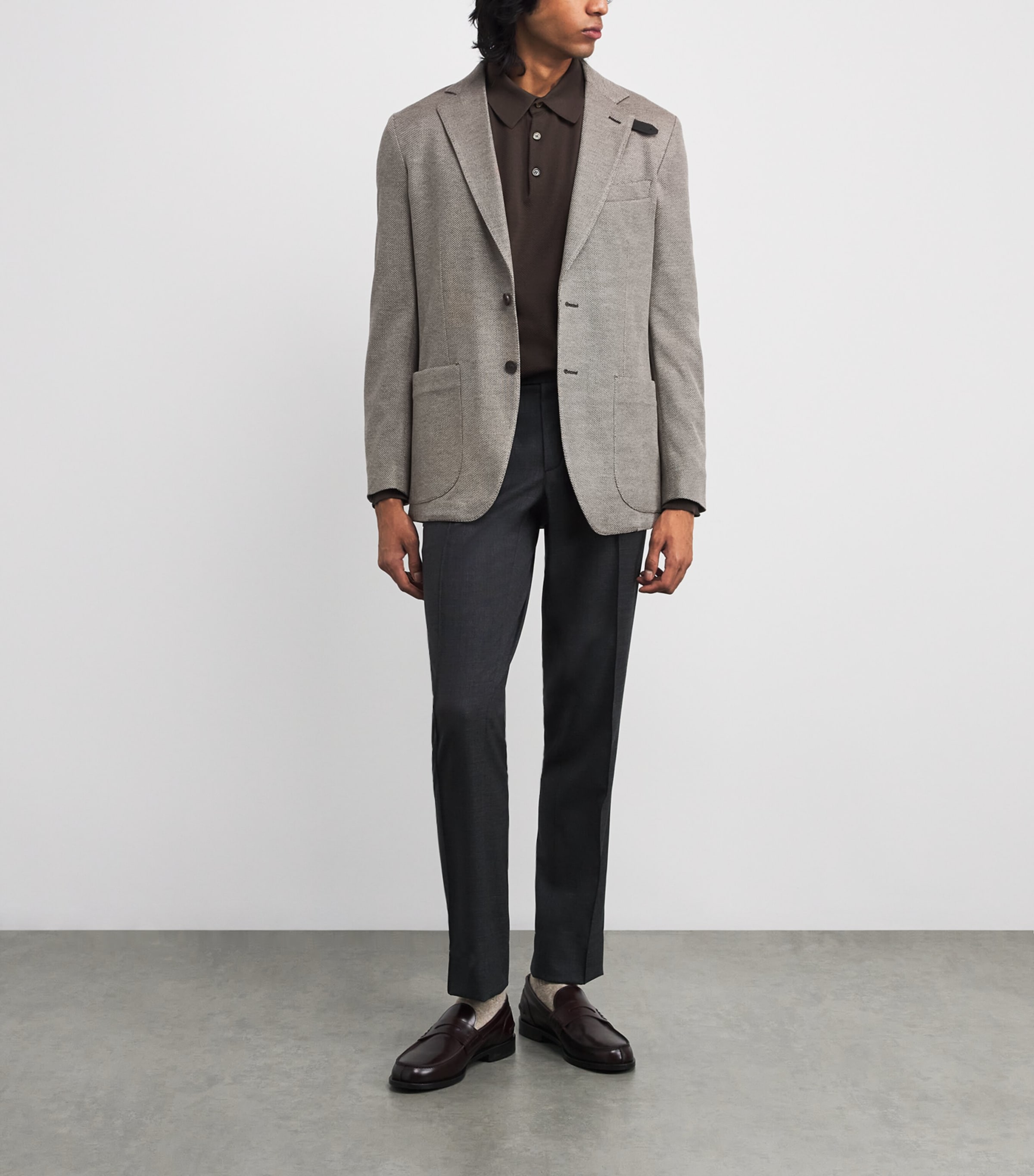 Brioni Mens Long-Sleeve Polo Shirt Image 2