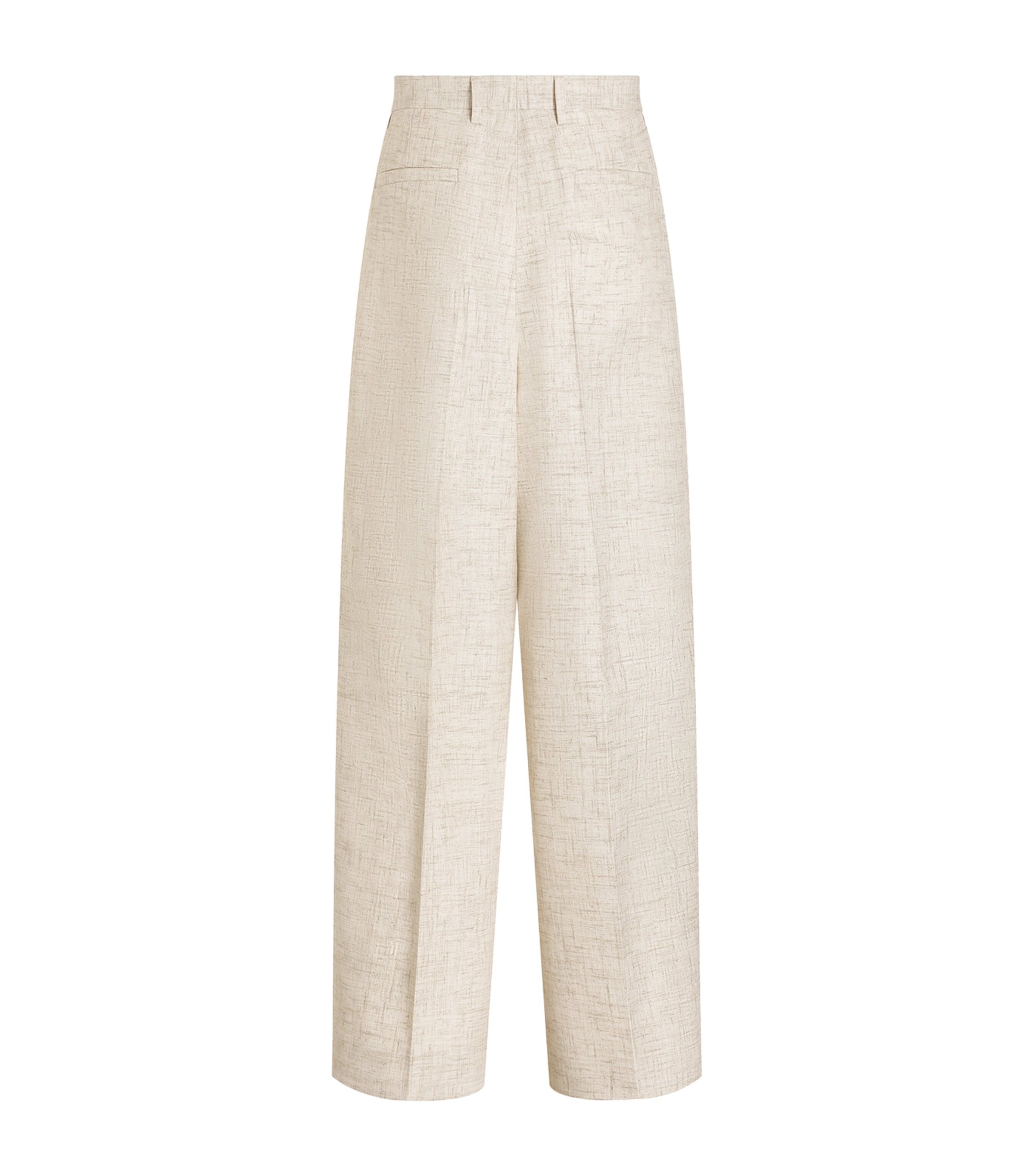 Dolce&Gabbana Mens Linen-Blend Tweed-Effect Trousers White Beige Ha Image 2