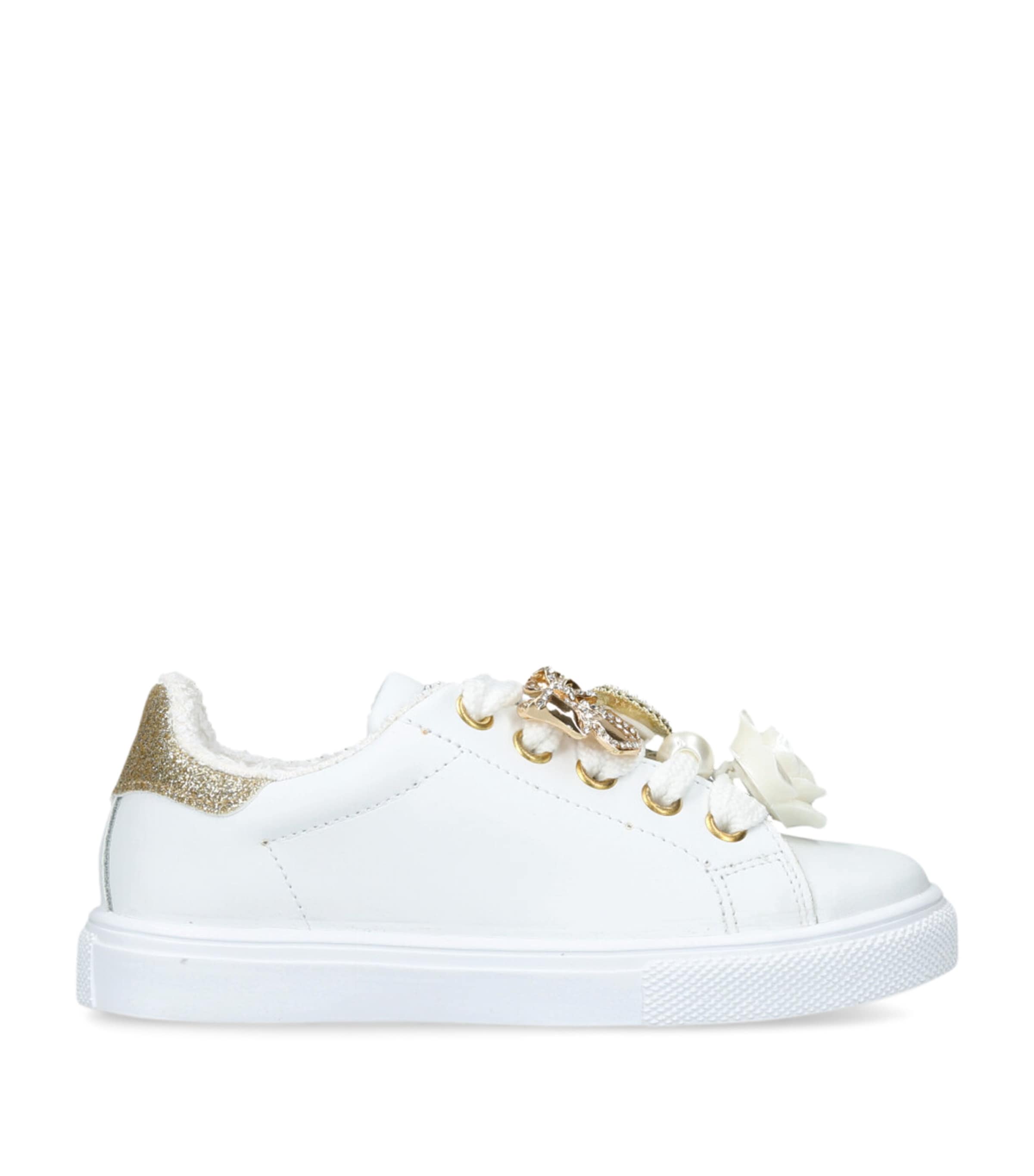 Monnalisa Leather Charm Sneakers In White