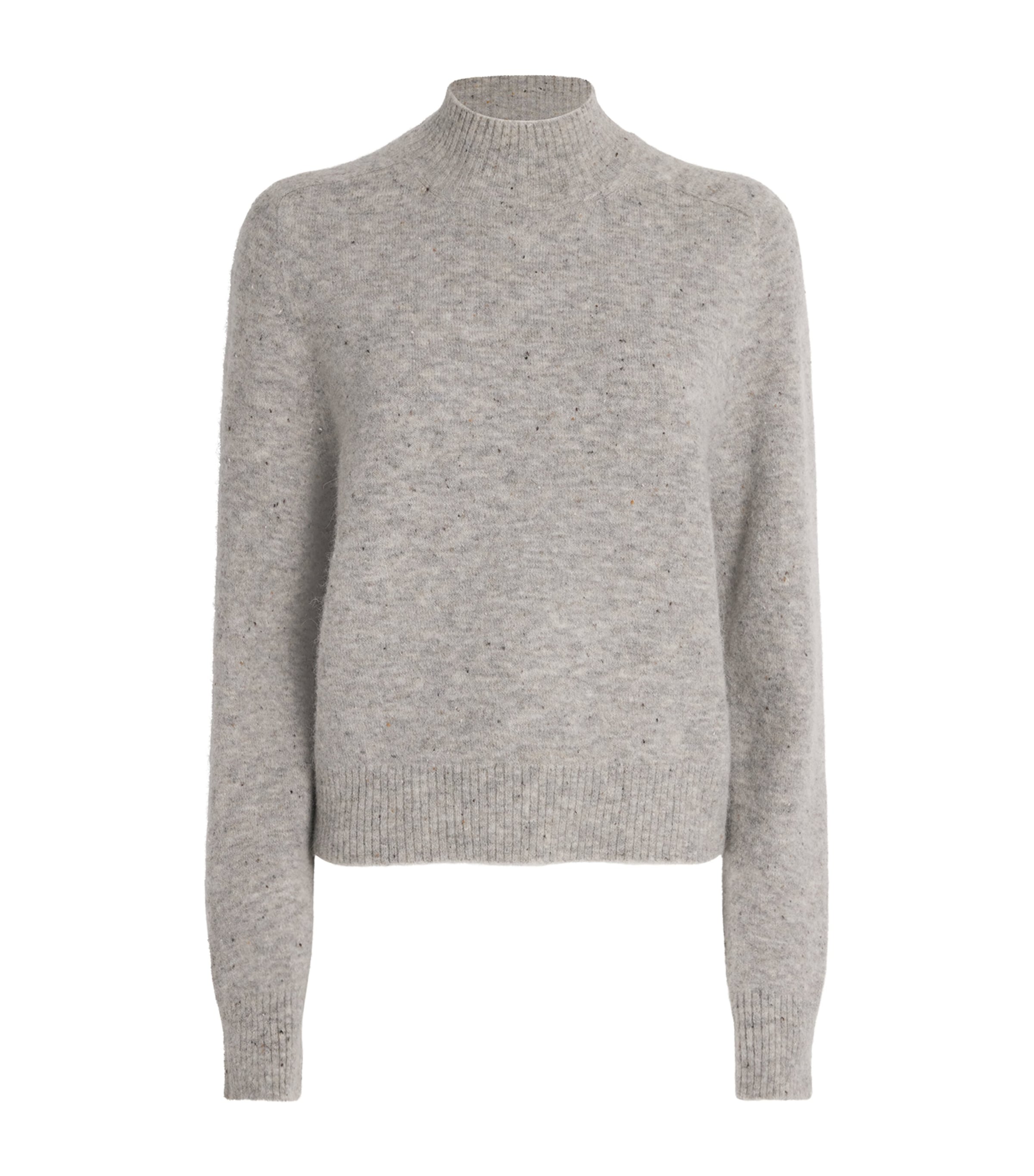 Me+em Speckled High-neck Sweater In Gray