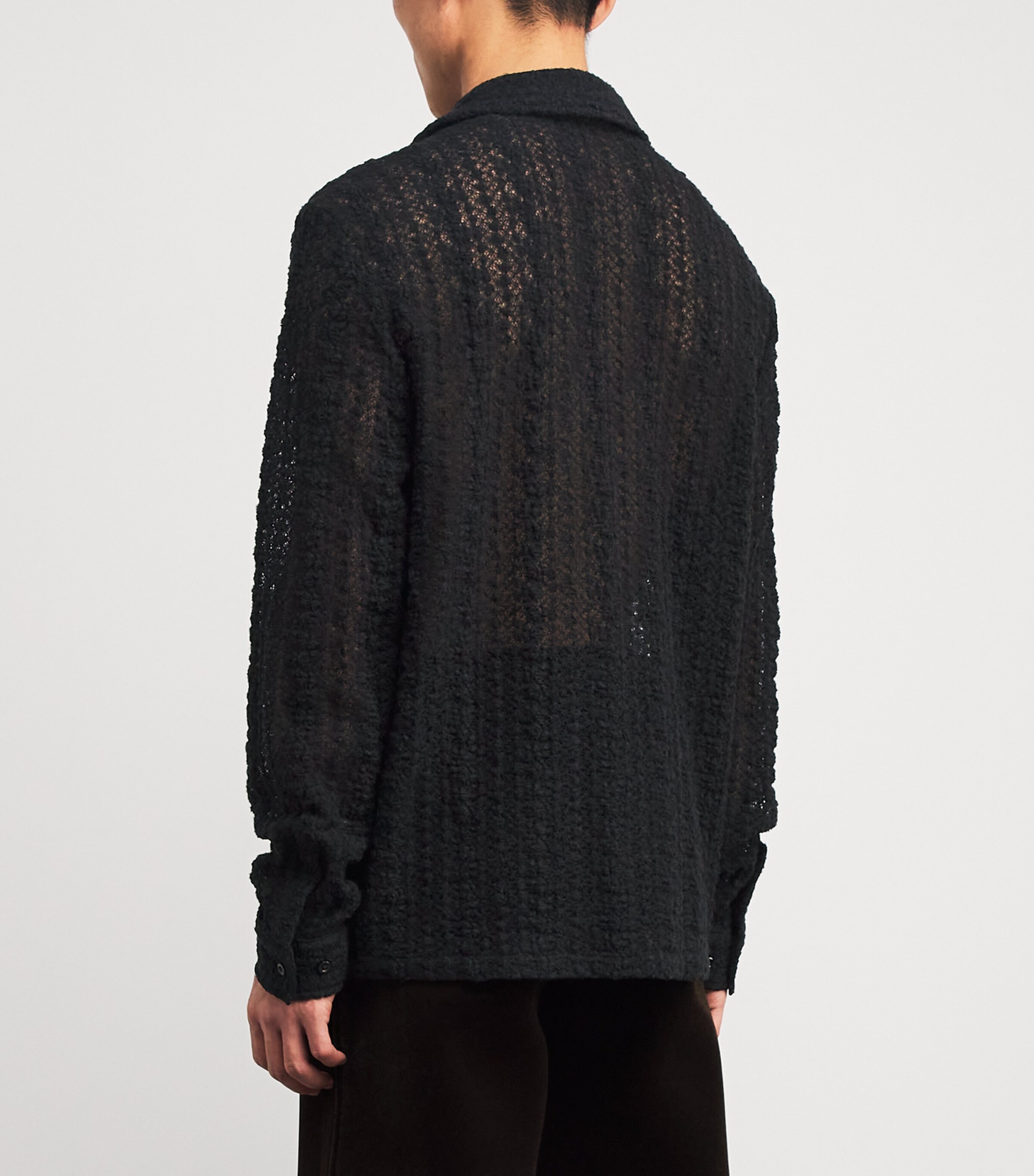 Séfr Mens Wool-Blend Lace Jagou Shirt Lace Black Wool Image 4