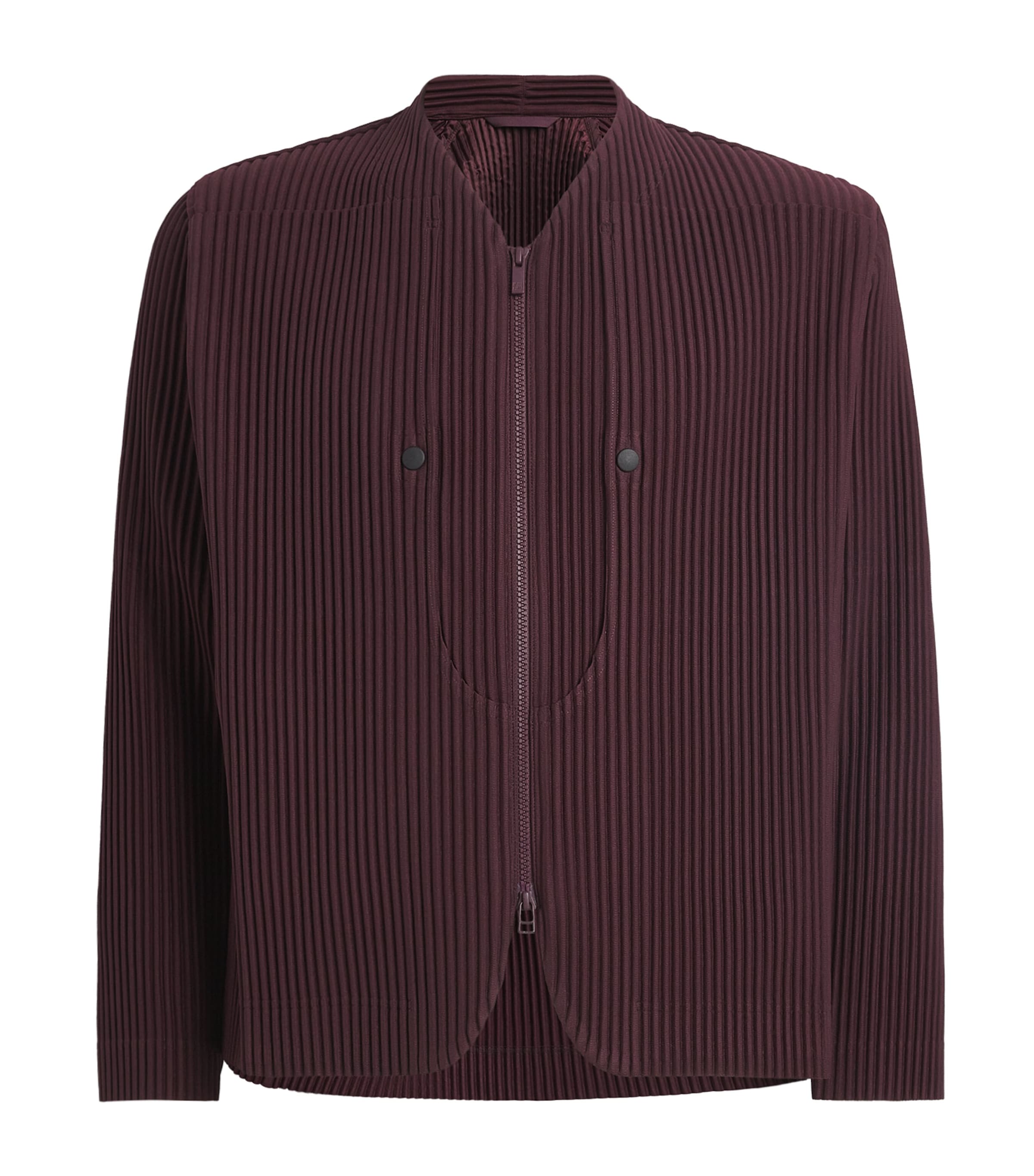 Issey Miyake Pleated Quarry Bomber Jacket In Brown