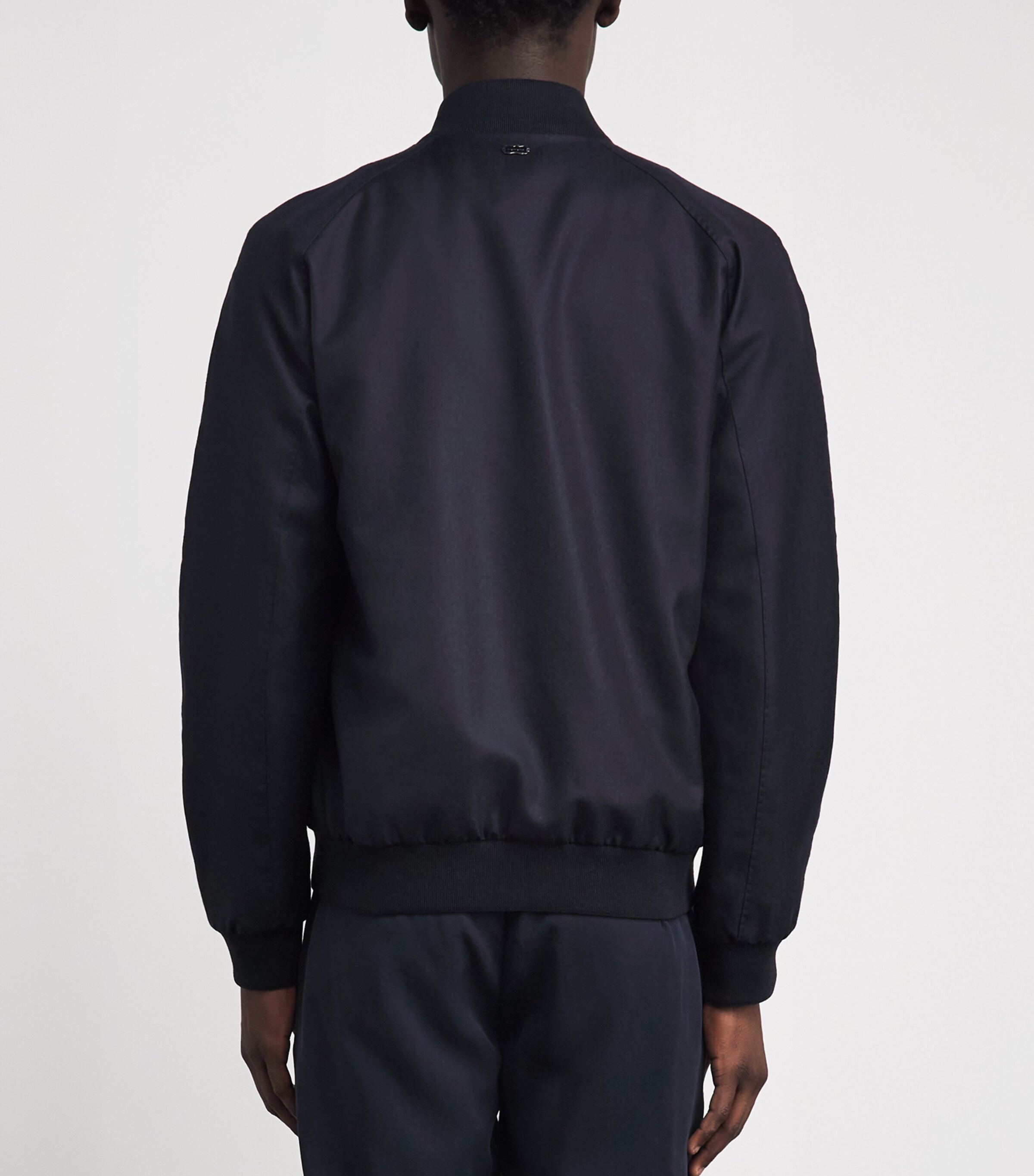 Agnona Mens Cashmere-Silk Twill Bomber Jacket Dark Blue Navy Image 5