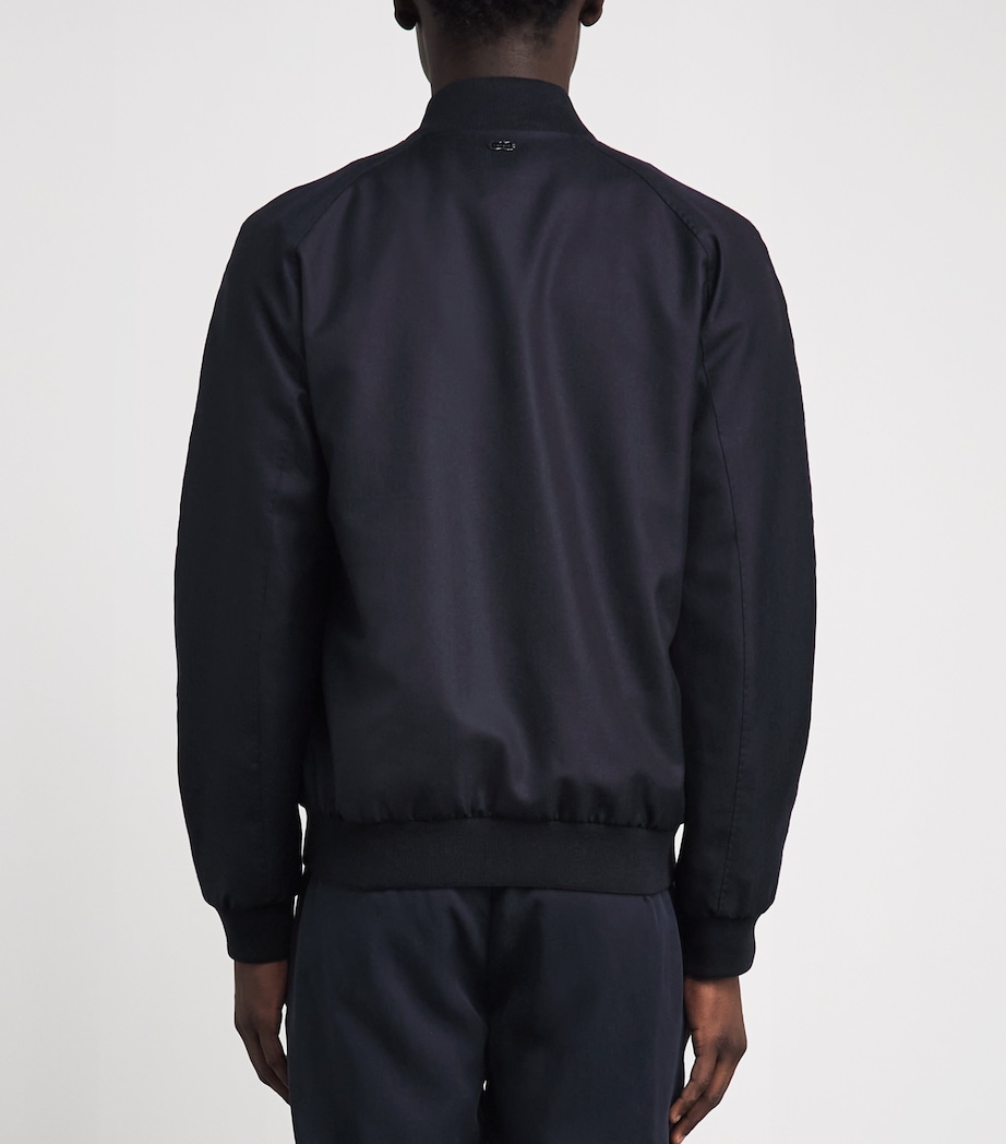 Agnona Mens Cashmere-Silk Twill Bomber Jacket Dark Blue Navy Image 5