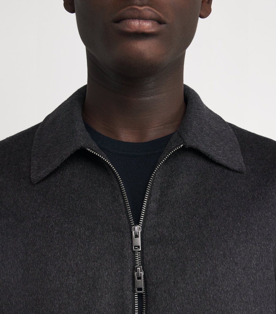 Wool-Blend Collared Jacket 008HBK H BLACK Image 6