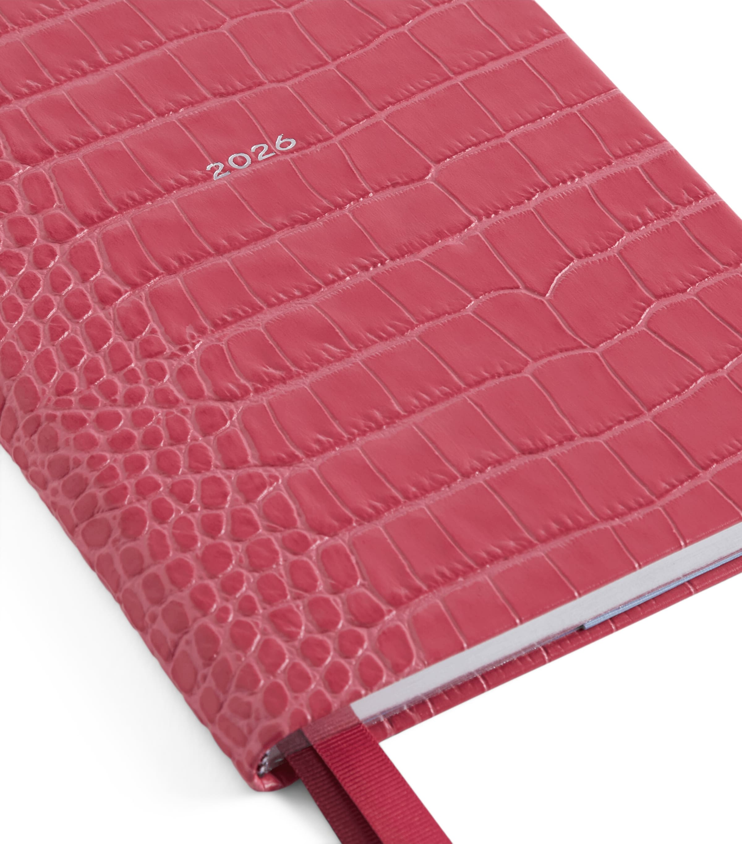 Mara Leather Croc-Embossed A5 Soho Diary 2026 RASPBERRY Image 5