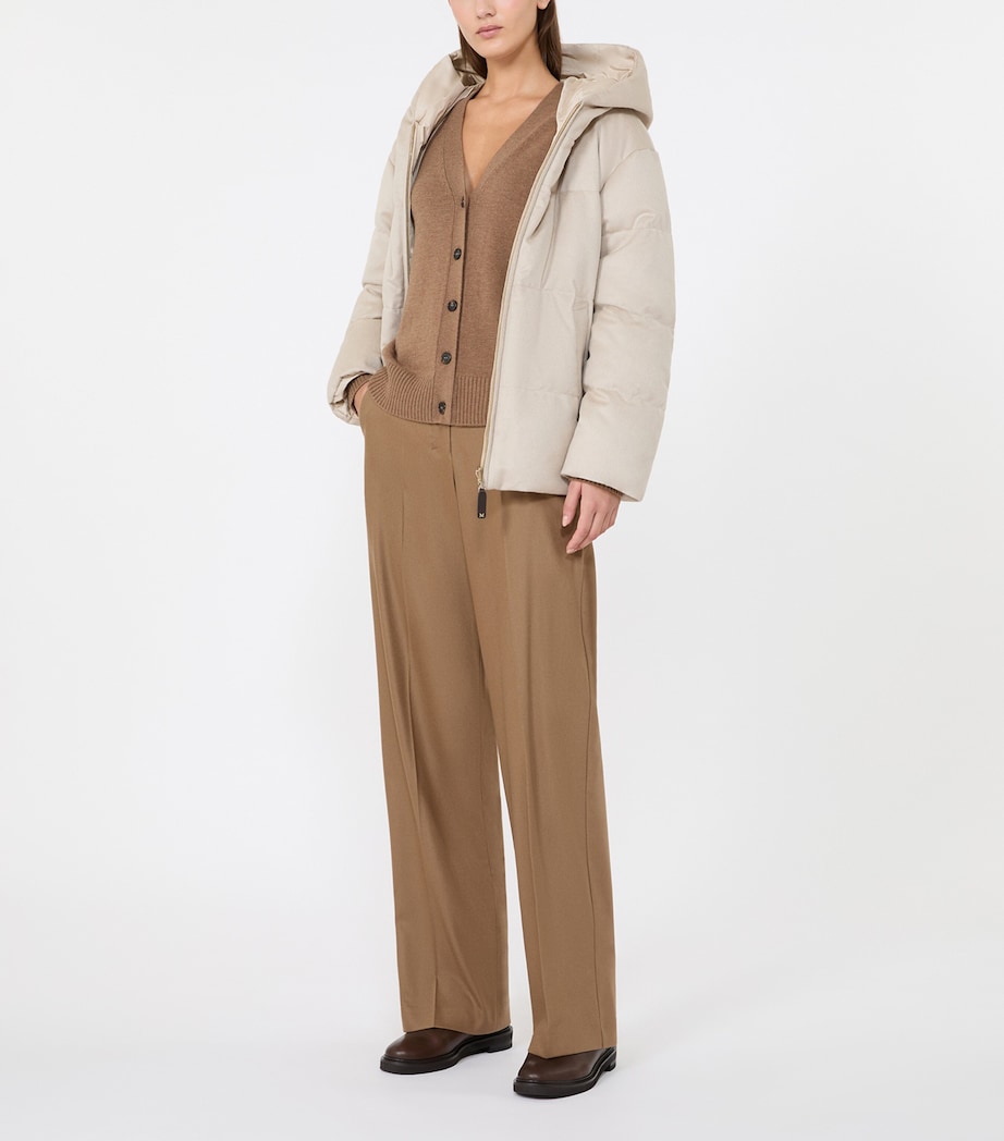 Max Mara Womens Down-Wool Reversible Puffer Jacket Albino Image 3
