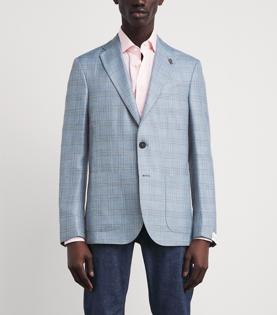 Pal Zileri Mens Check Brera Blazer Light Blue Image 4