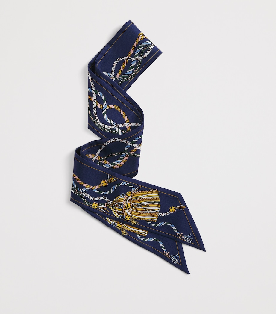 Silk Tassel Scarf NAVY Image 5