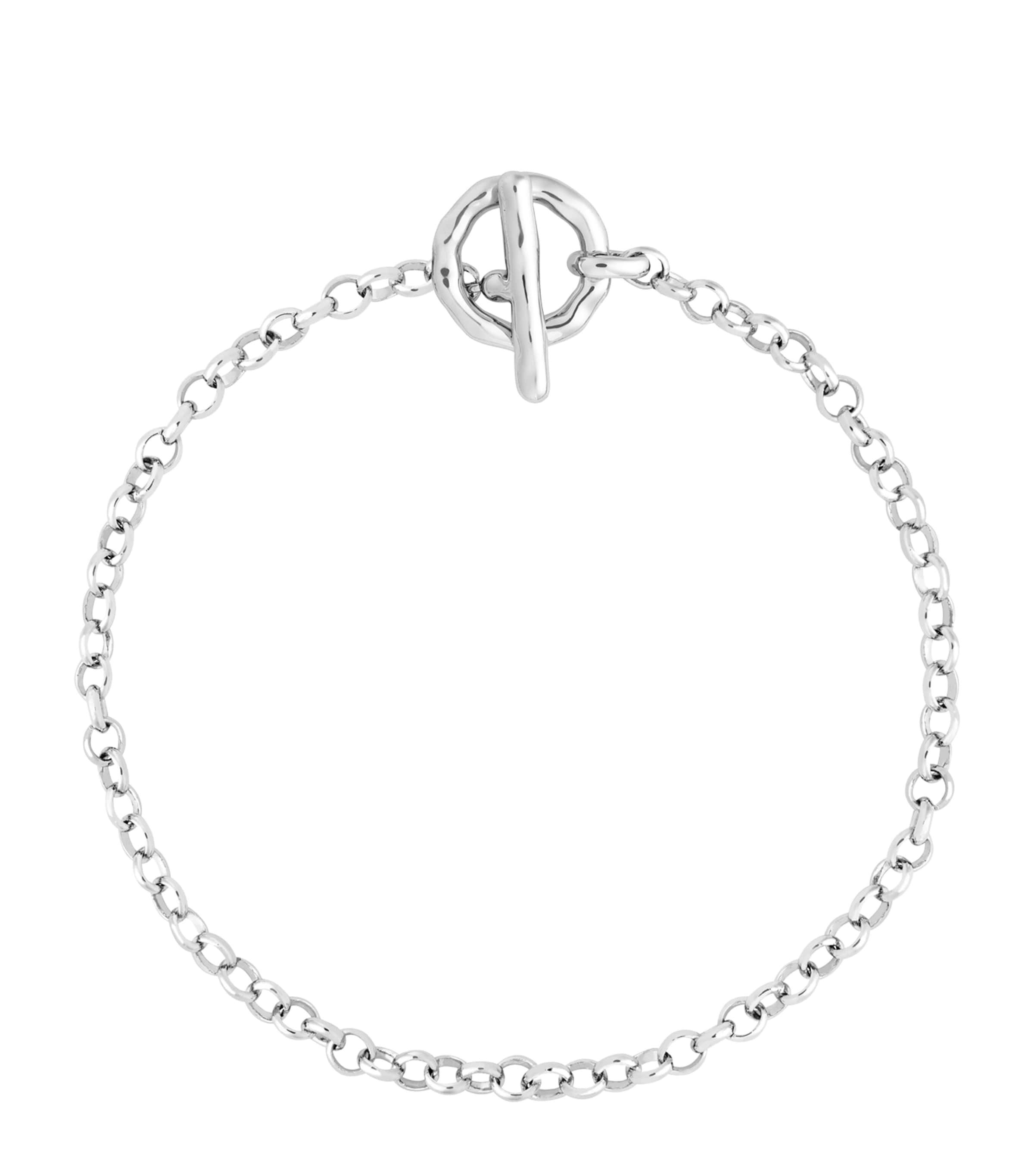 Astrid & Miyu Womens Rolo T-bar Rhodium-plated Brass Chain Bracelet Rhodiumplatedbrass In Metallic