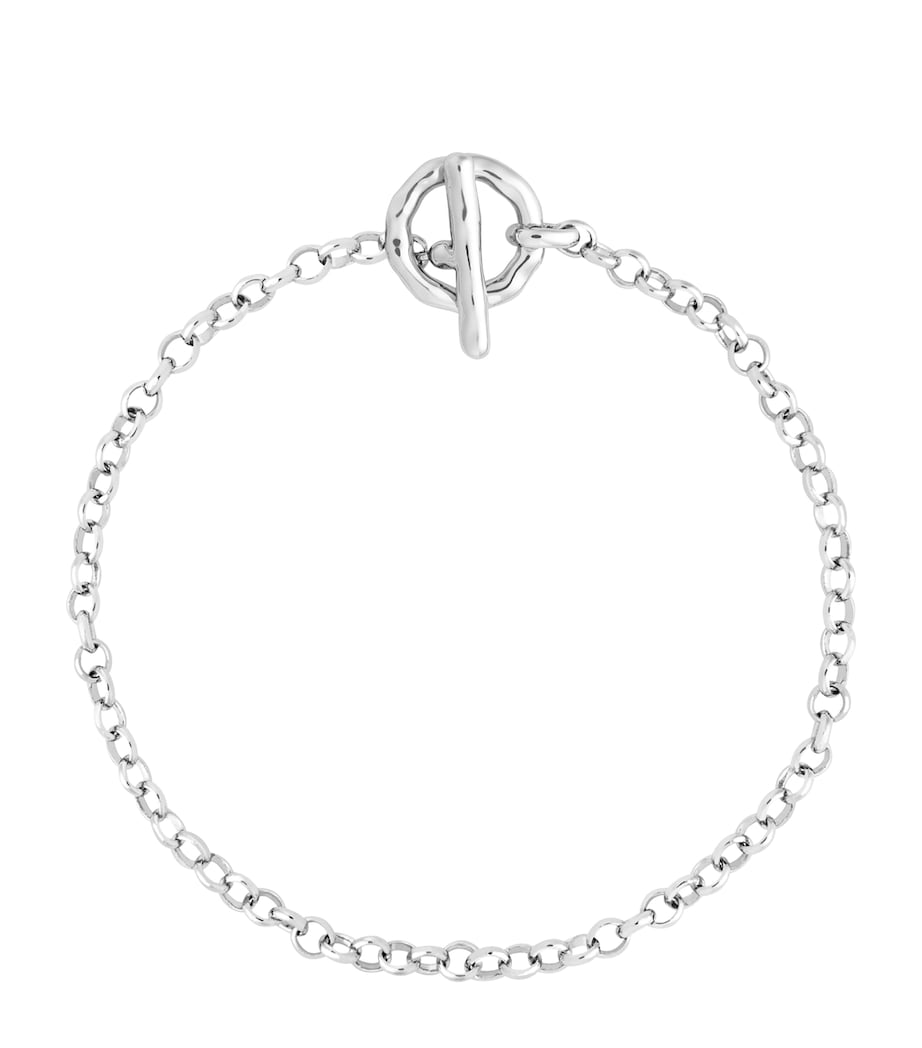 Rhodium-Plated T-Bar Rolo Chain Bracelet SILVER Image 1