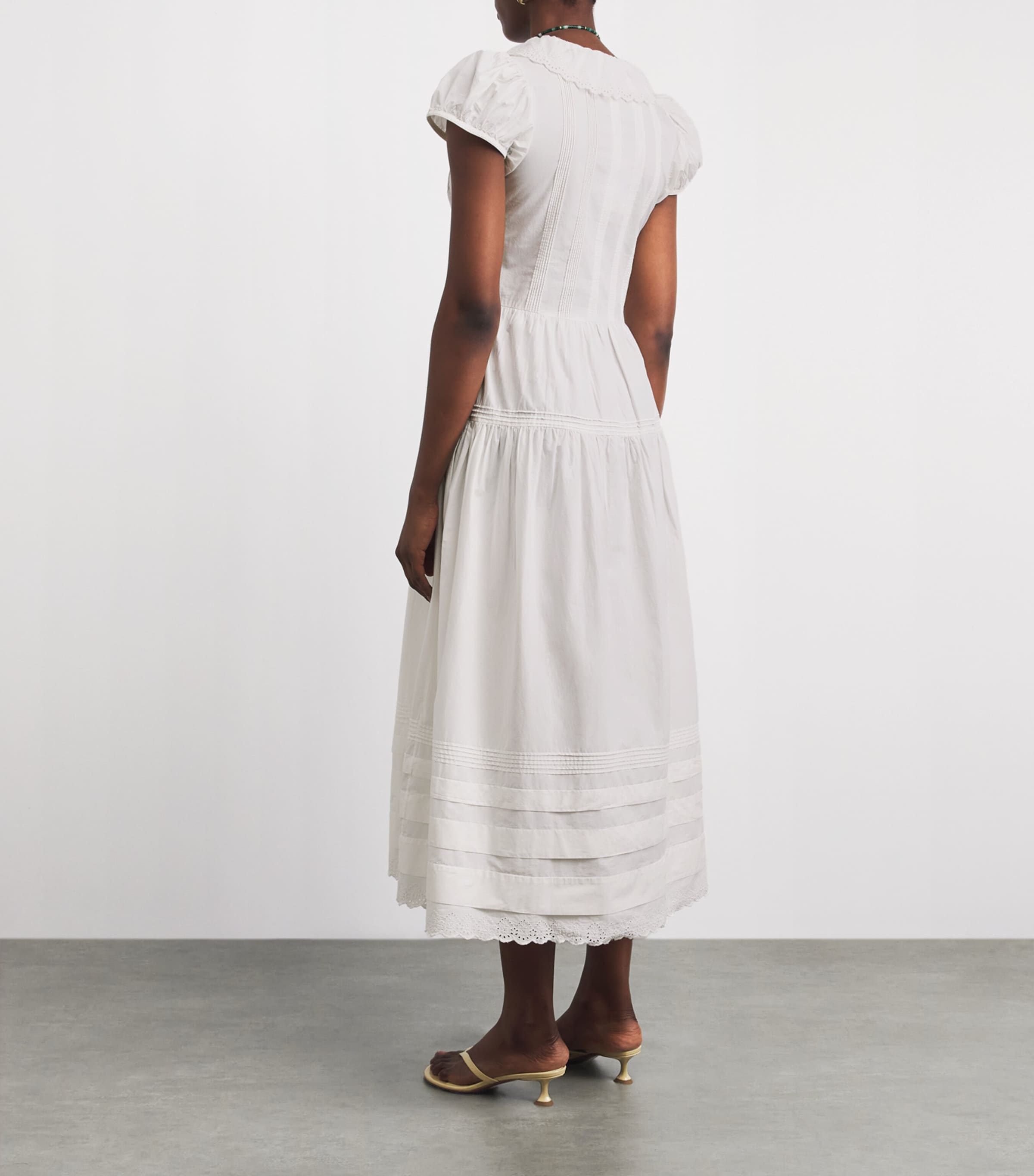DÔEN Womens Organic Cotton Eliette Maxi Dress Salt Image 4