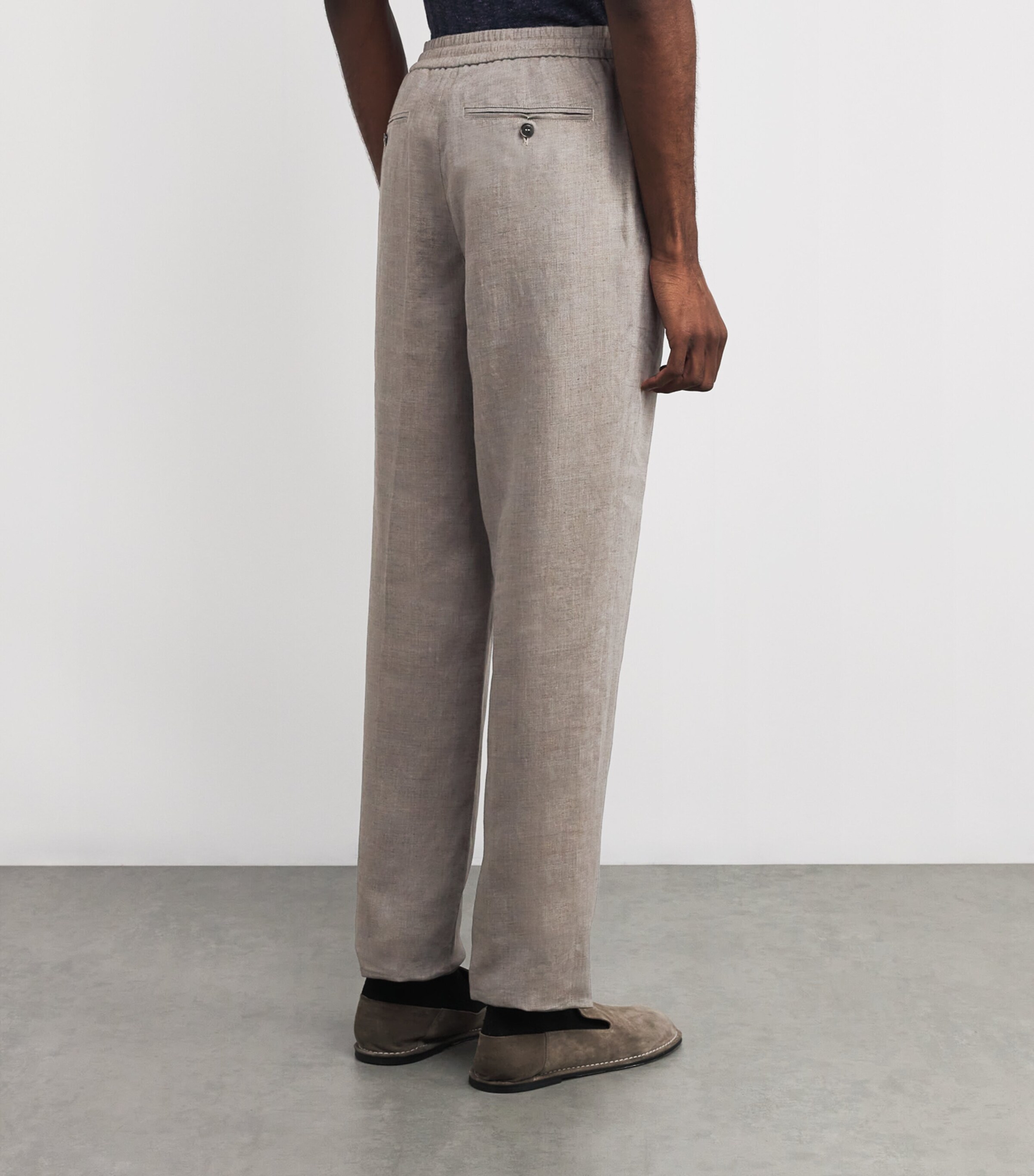 Linen Drawstring Trousers SMOKE GREY Image 4