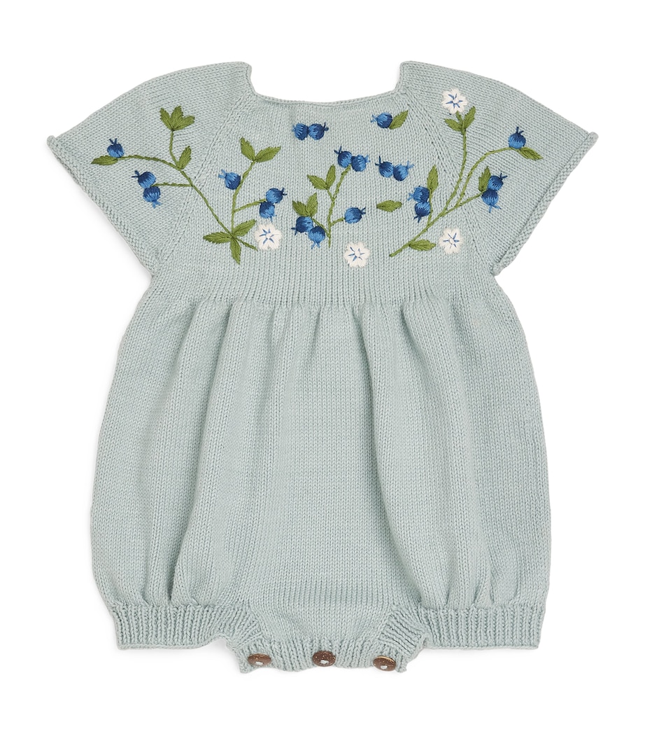 Shirley Bredal Cotton Embroidered Blueberry Bodysuit (6-24 Months) Db Duck Blue Image 1
