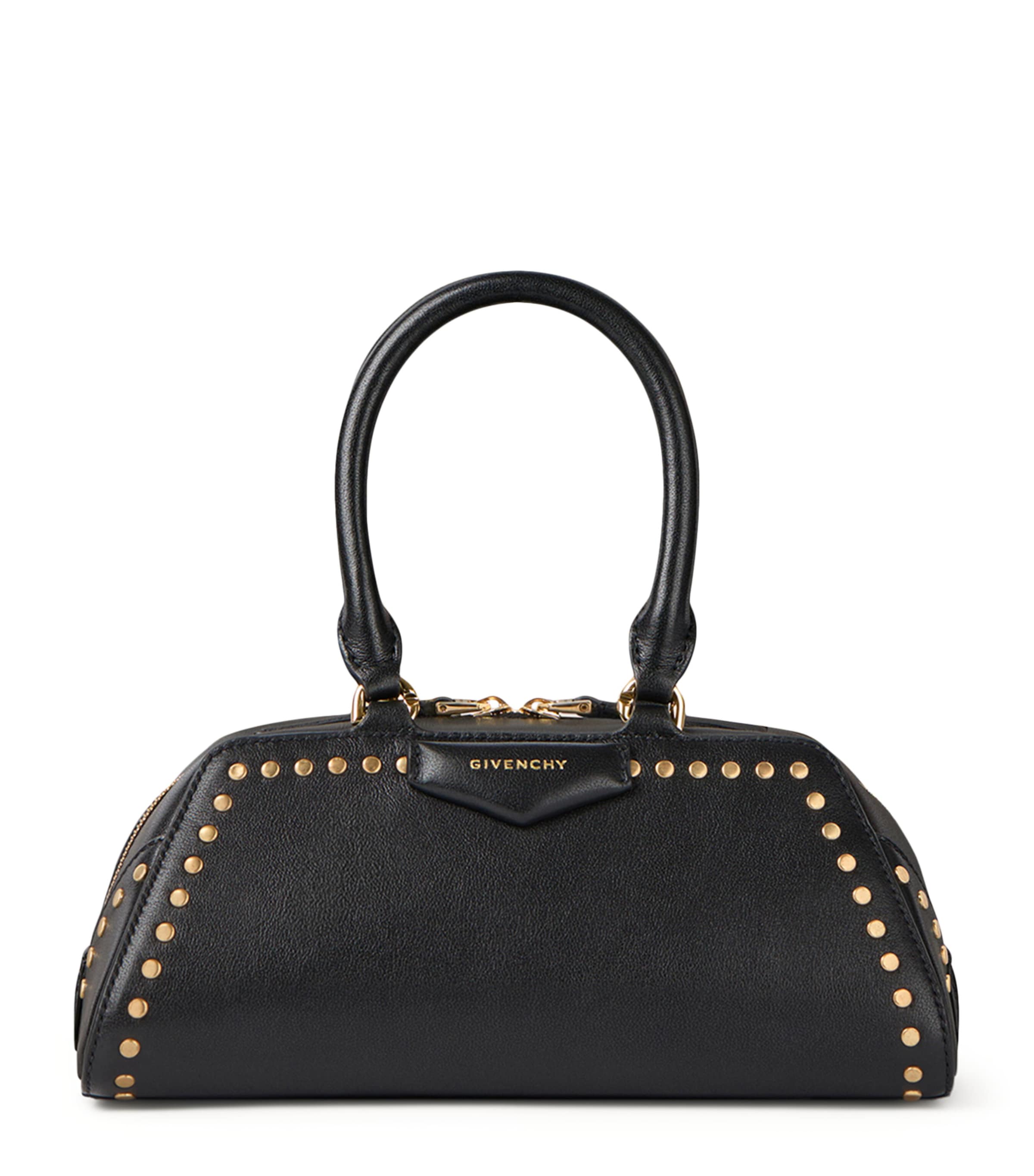 Mini Leather Antigona Cube East-West Top-Handle Bag BLACK Image 1