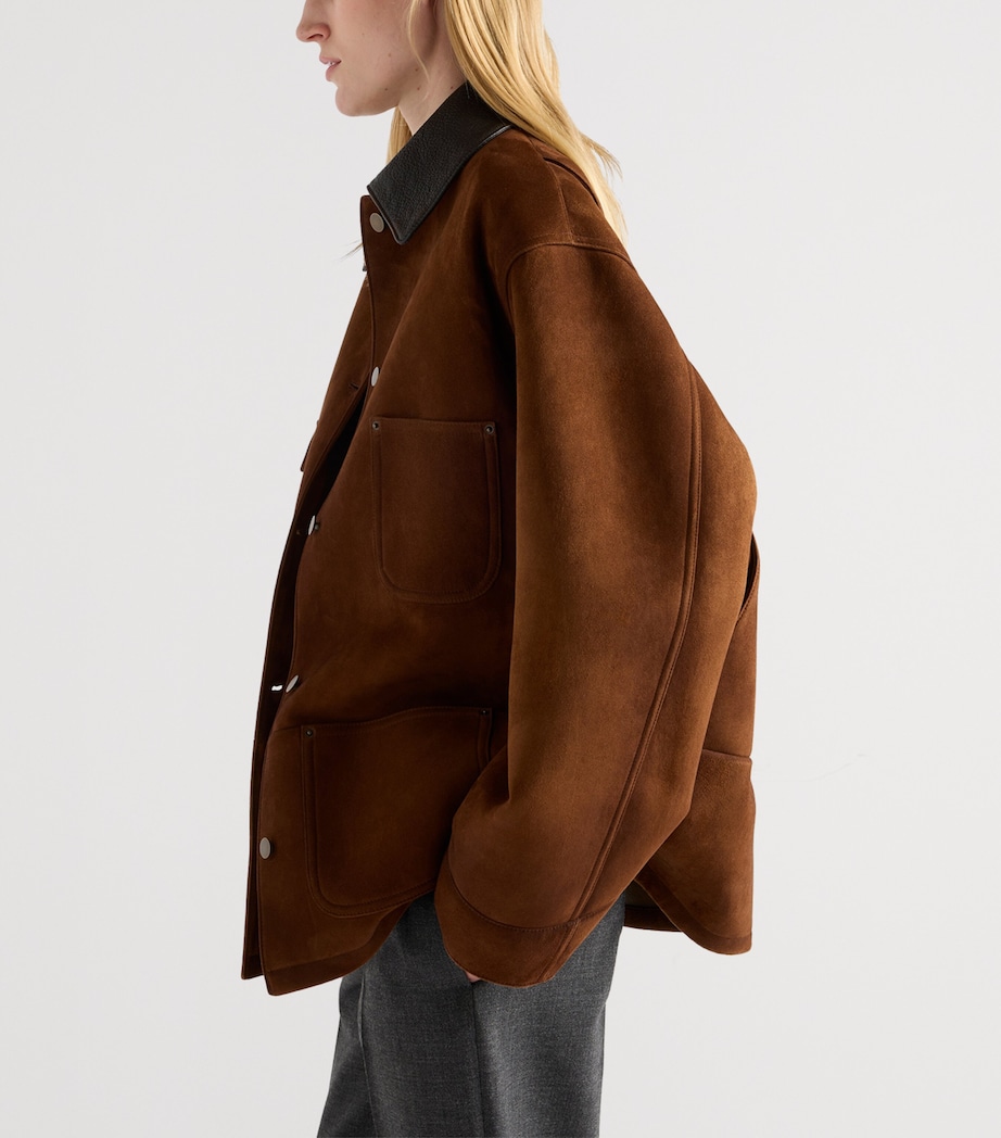 Suede Leather-Collar Jacket F0324 Image 3