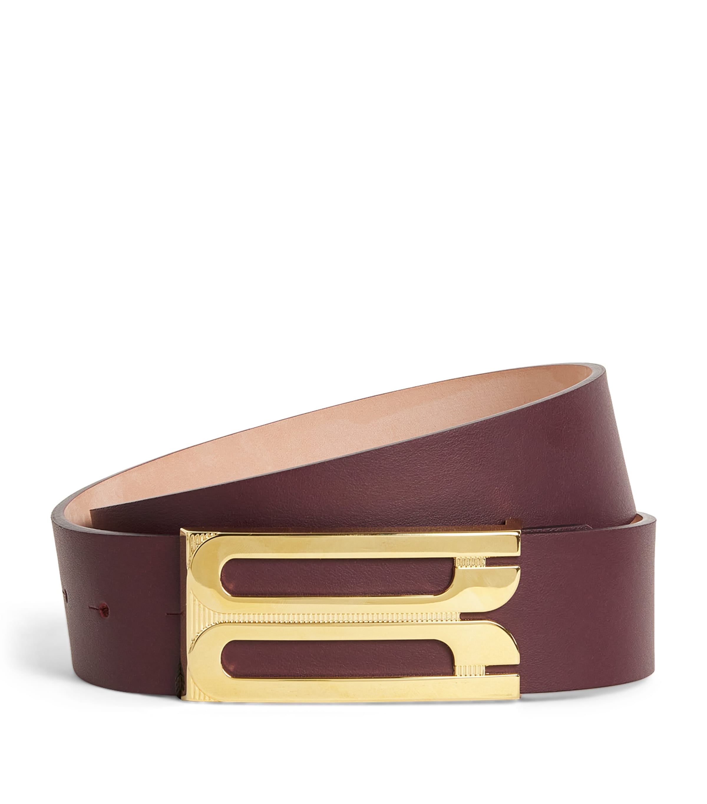 Victoria Beckham Leather Jumbo Frame Belt In Burgundy