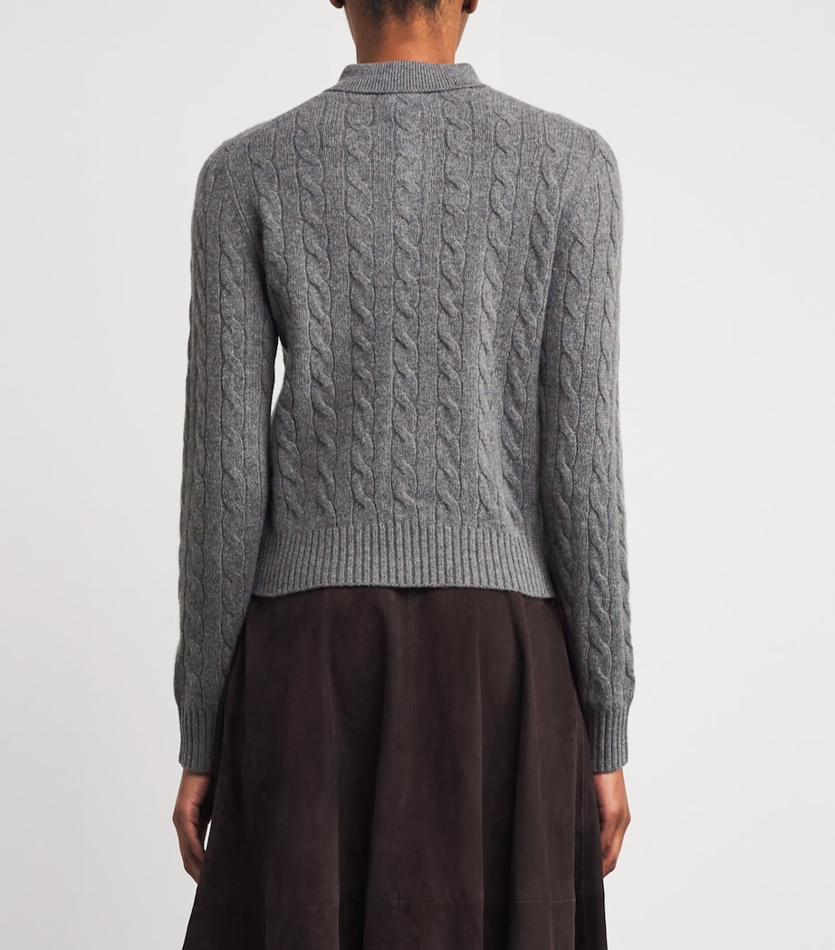 Wool-Cashmere Cable-Knit Sweater BATTALION GRY HEATHR Image 4
