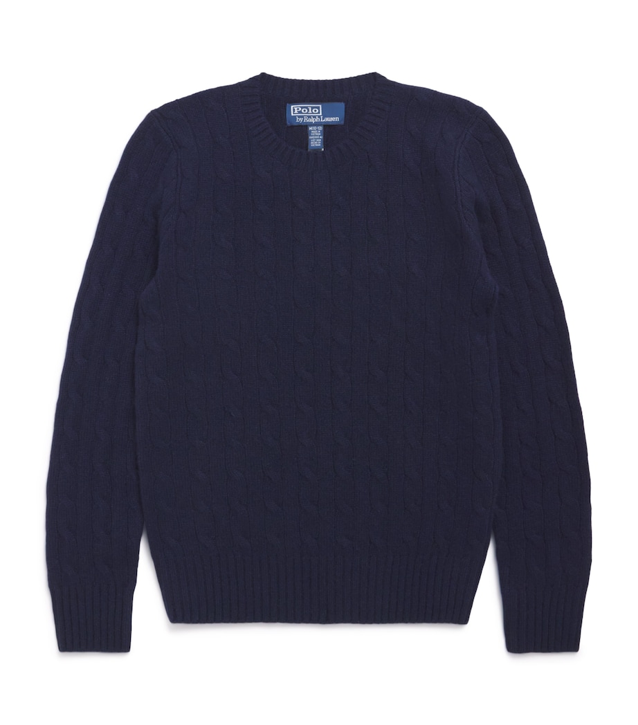 Cashmere Cable-Knit Sweater (6-14 Years) NAVY Image 1