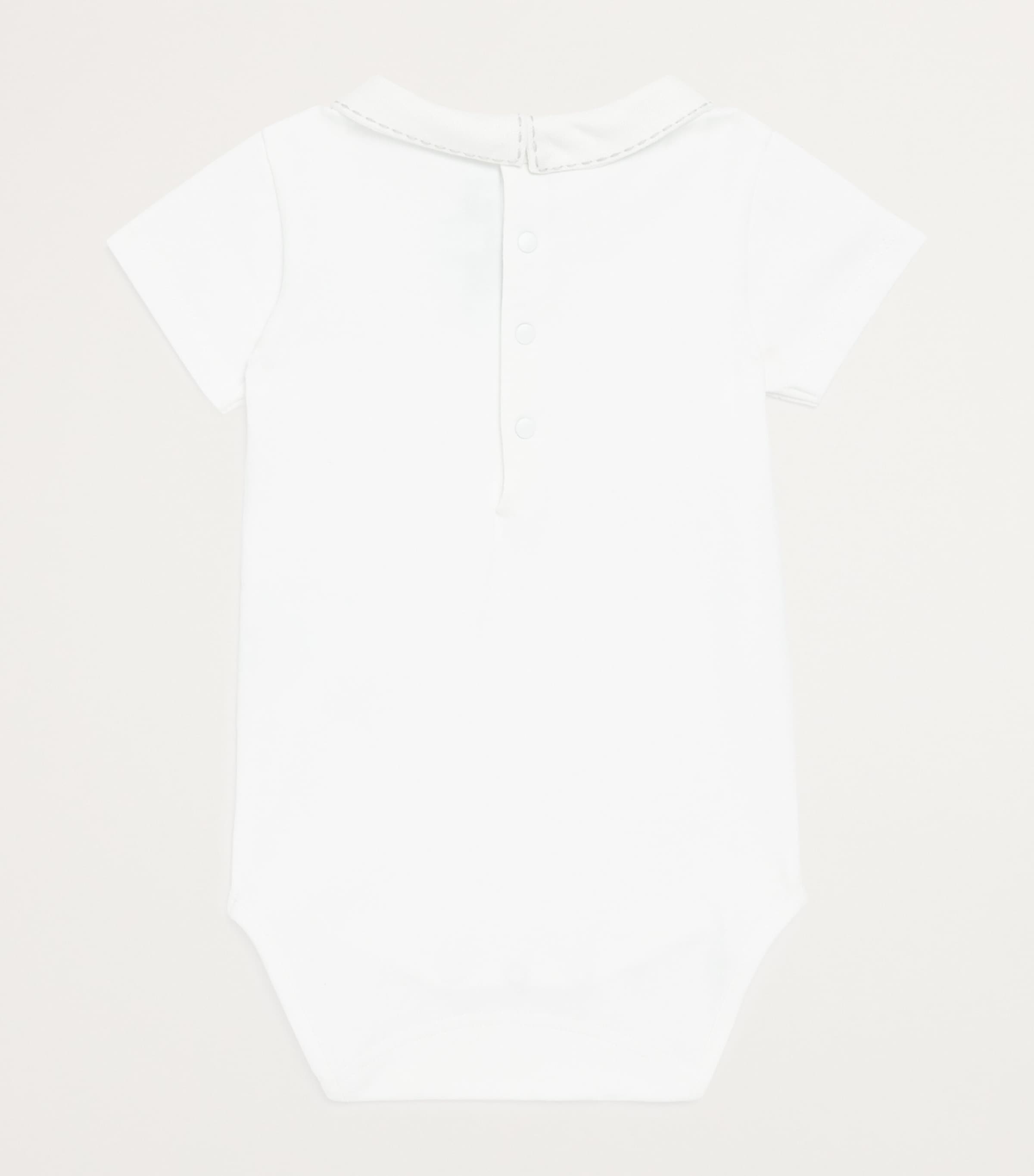 Cotton-Blend Grey Embroidered Bodysuit (3 Months – 3 Years) BLANC Image 2