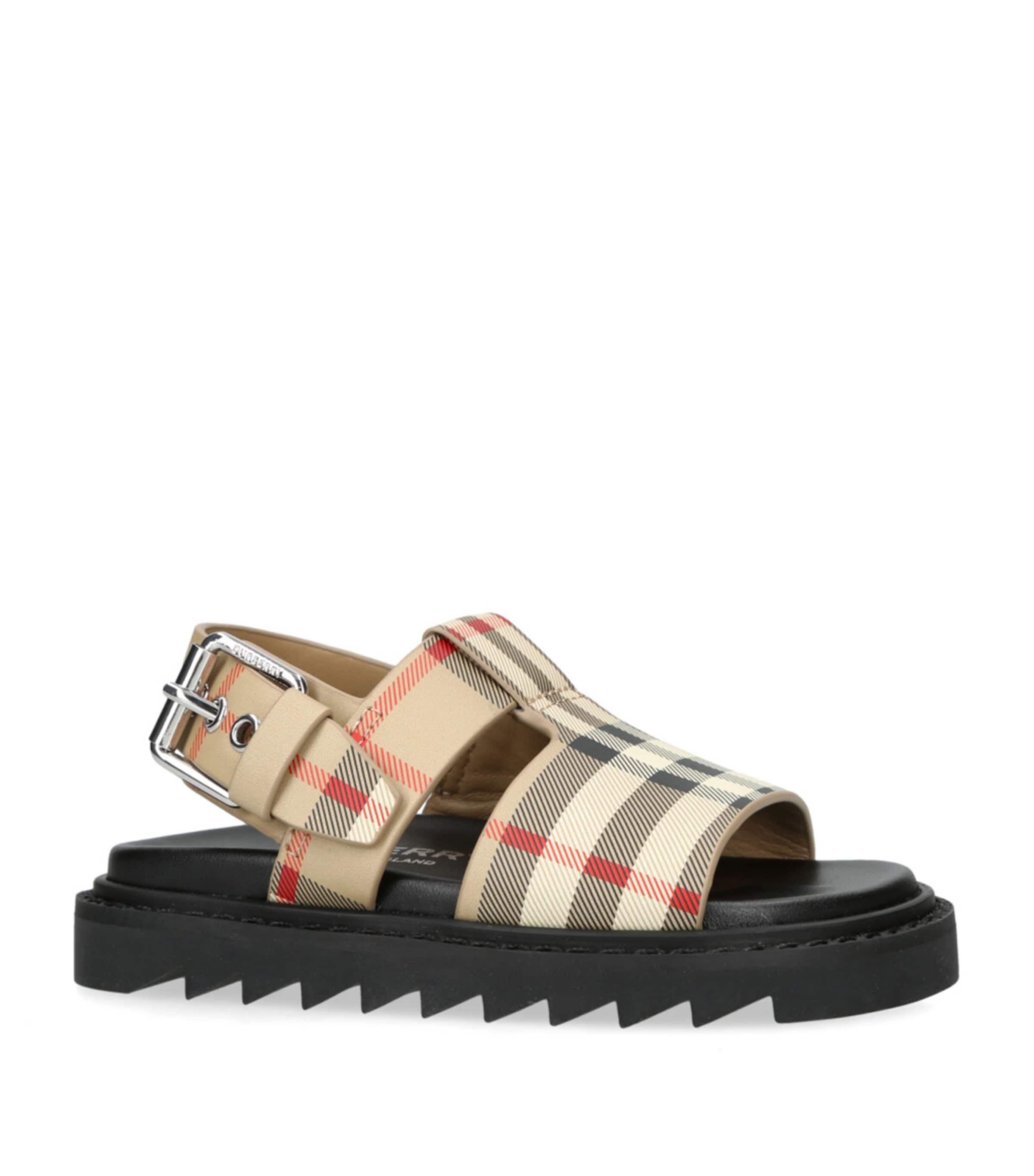 【関税＆送料込み】Burberry Light Bay Sandals Burberry Leather Bay Sandals | Blue | FARFETCH UK
