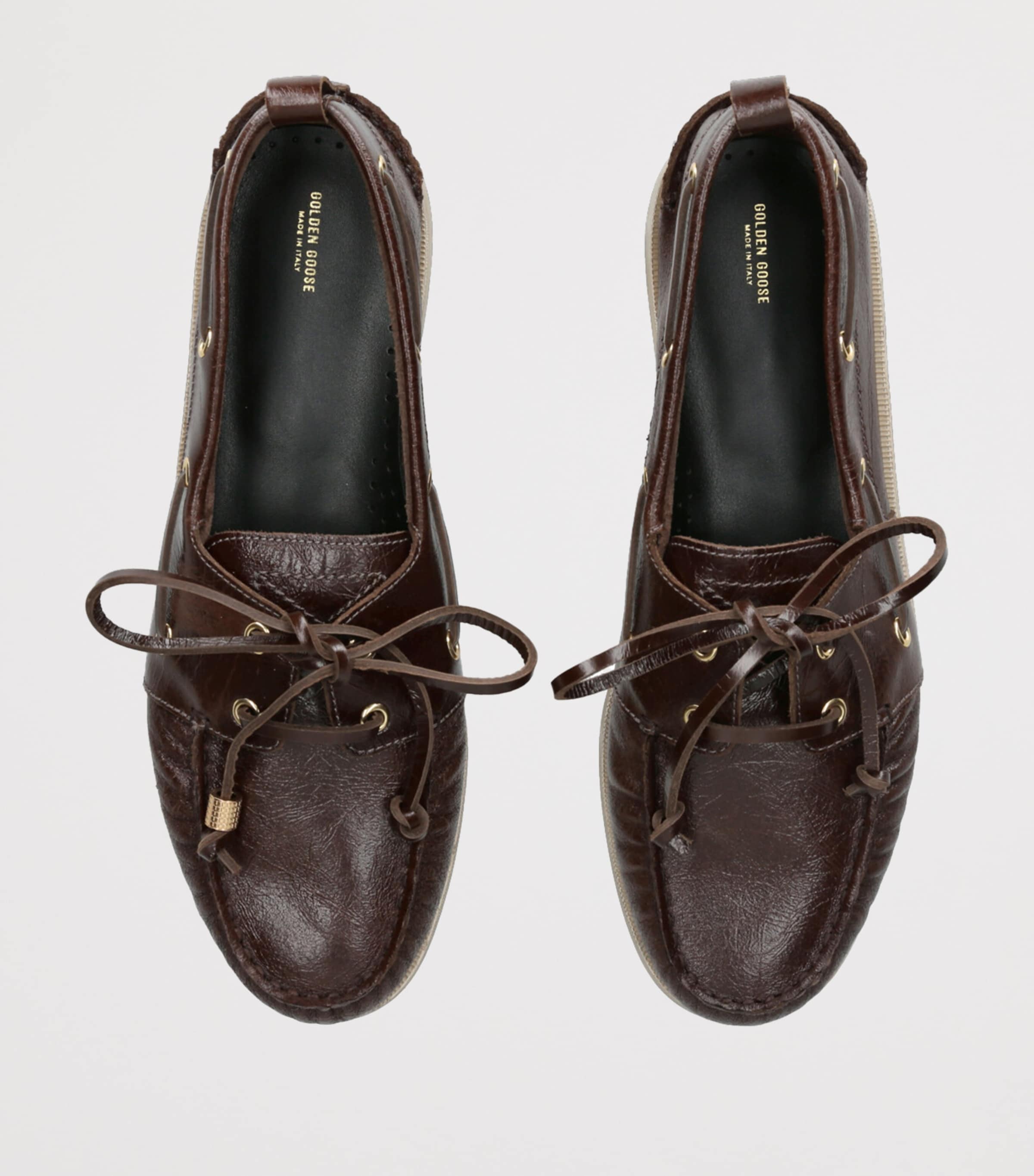 Golden Goose Leather Boat Shoes Dark Brown Image 4