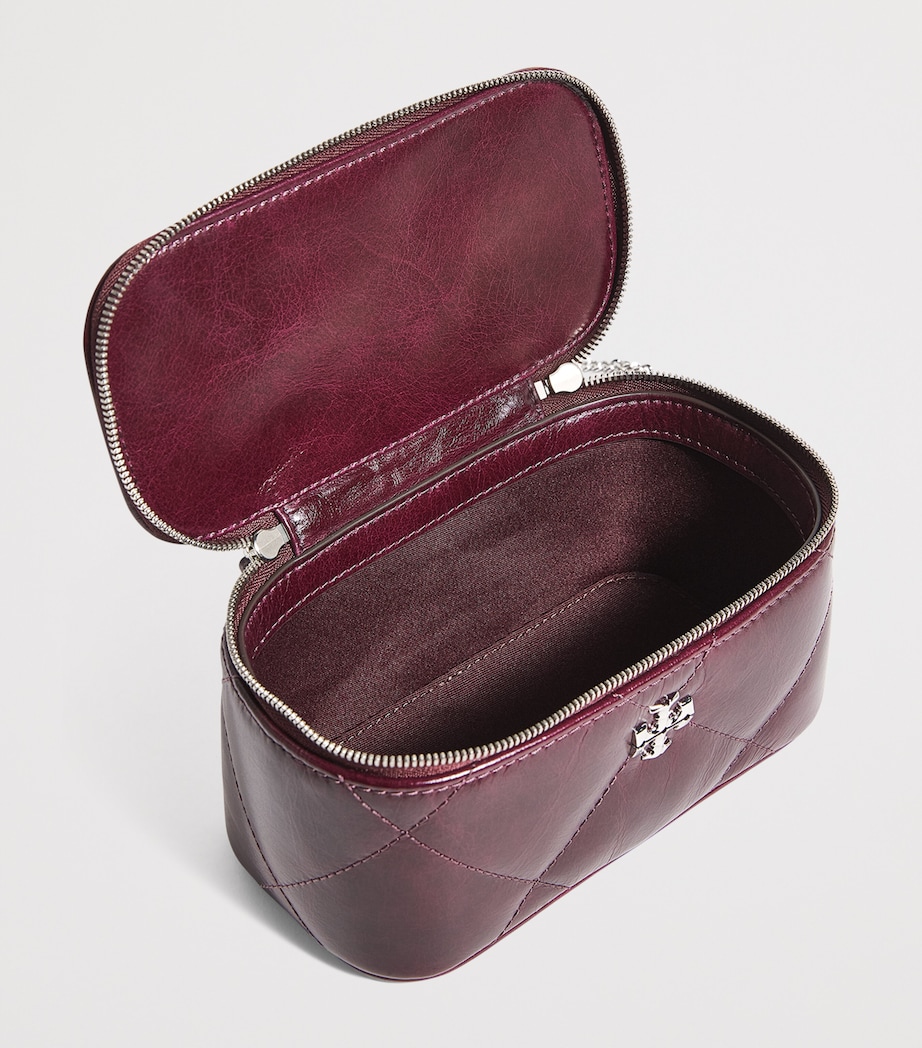 Leather Quilted Kira Vanity Case Bag DARK CARMINE 500 Image 4