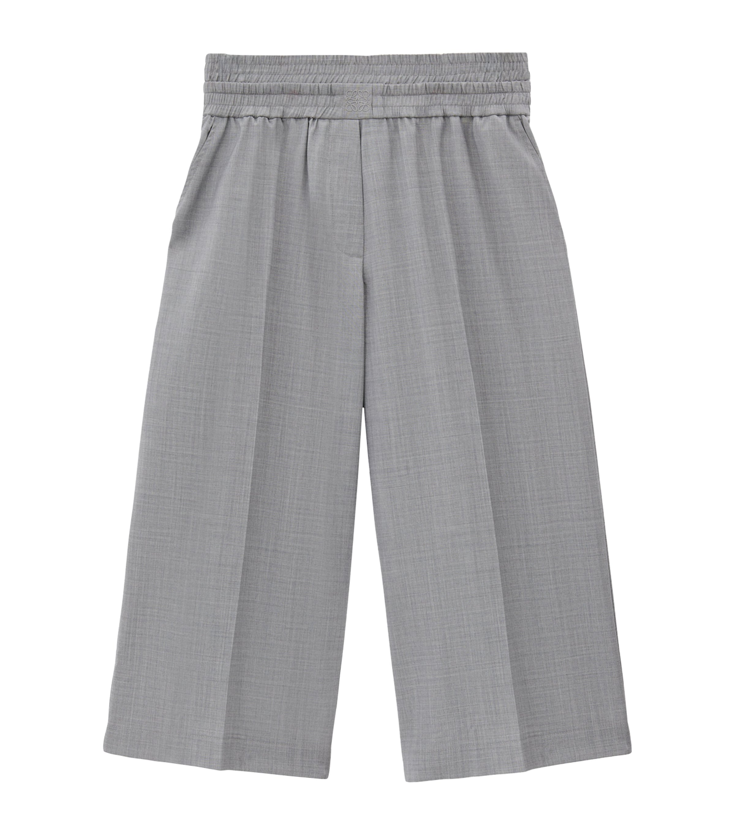 Loewe Wool-blend Cropped Trousers In Grey