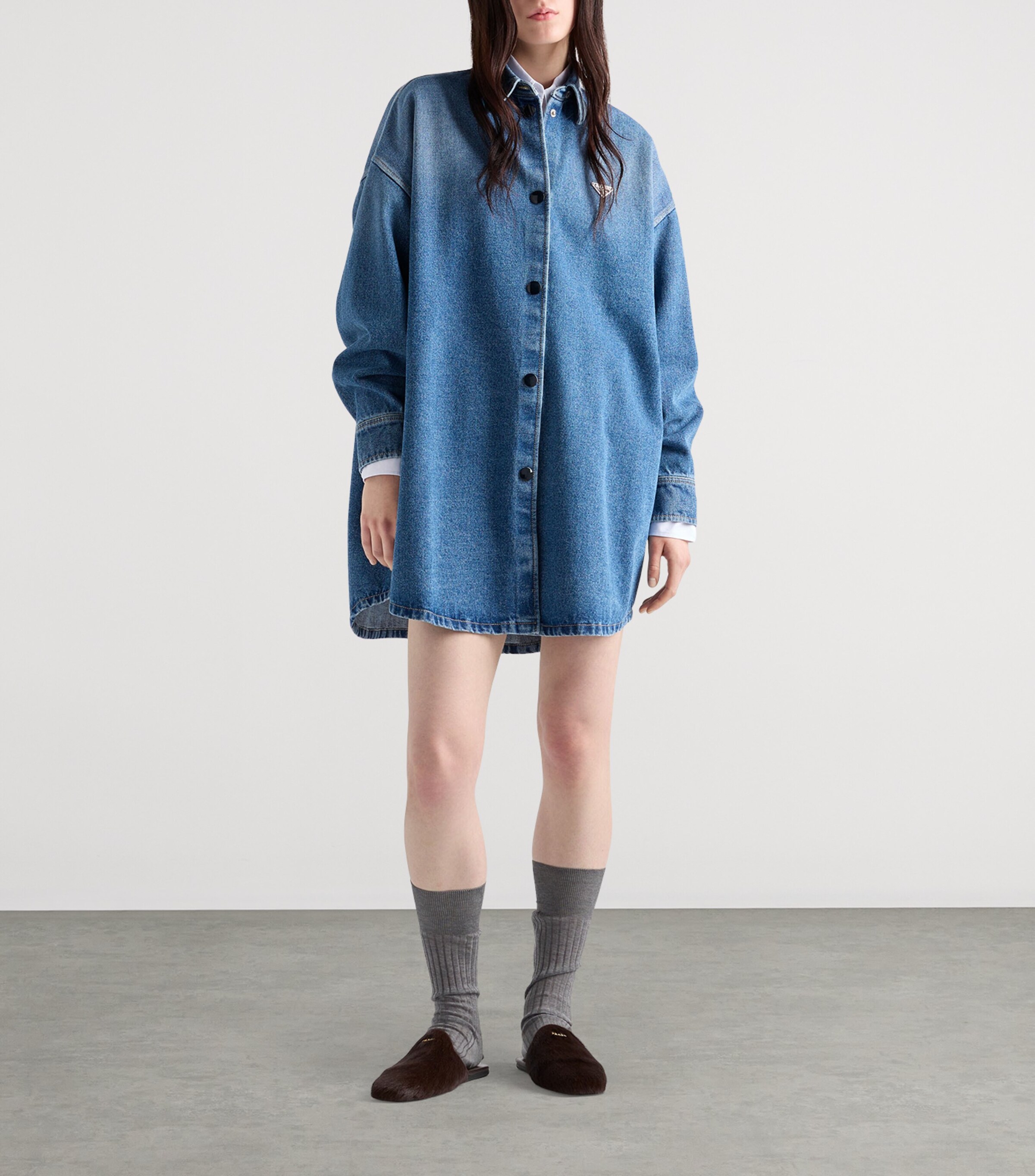 Denim Oversized Shirt F0V3N Image 2