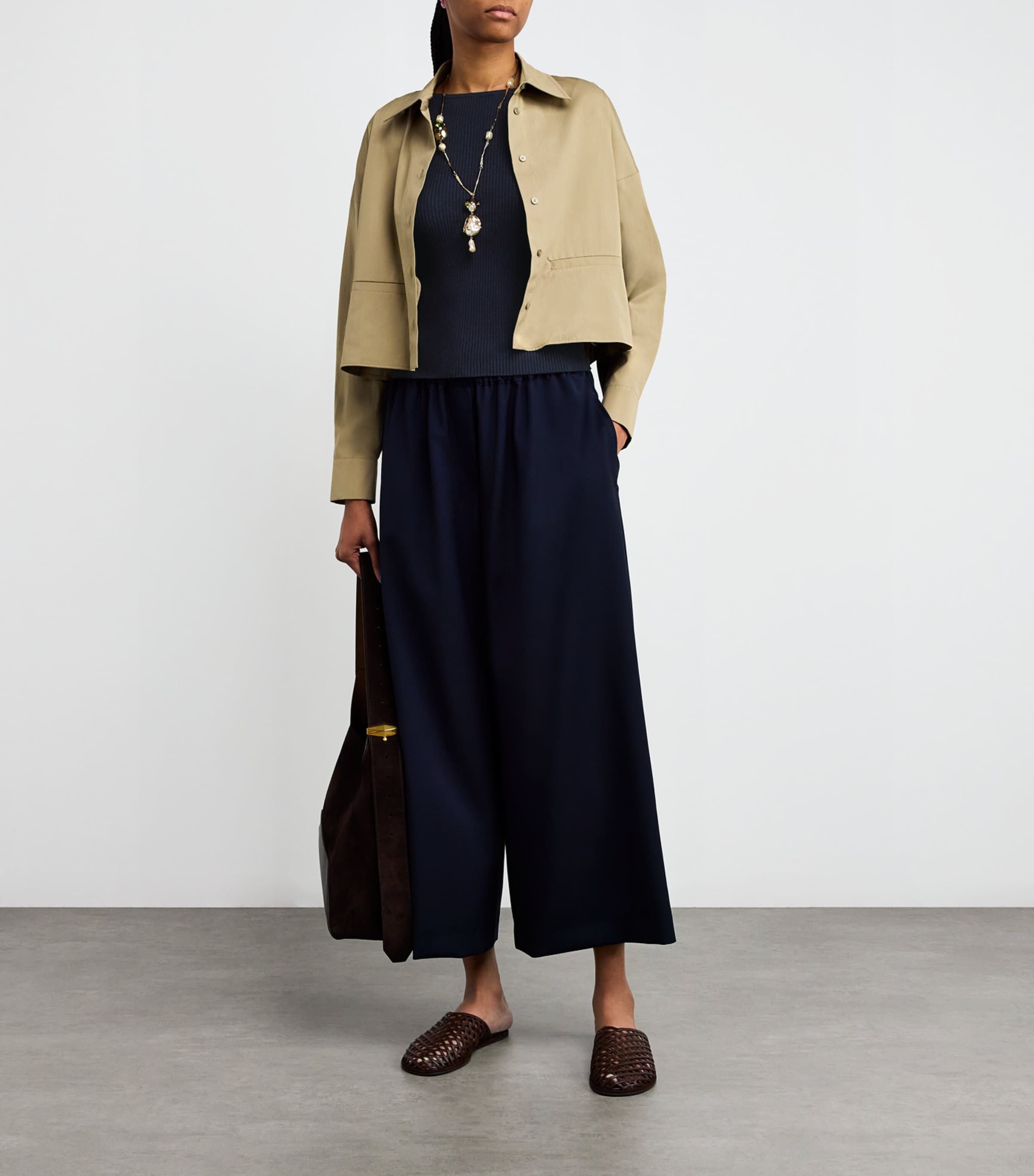 Rib-Knit Slim T-Shirt NAVY Image 2