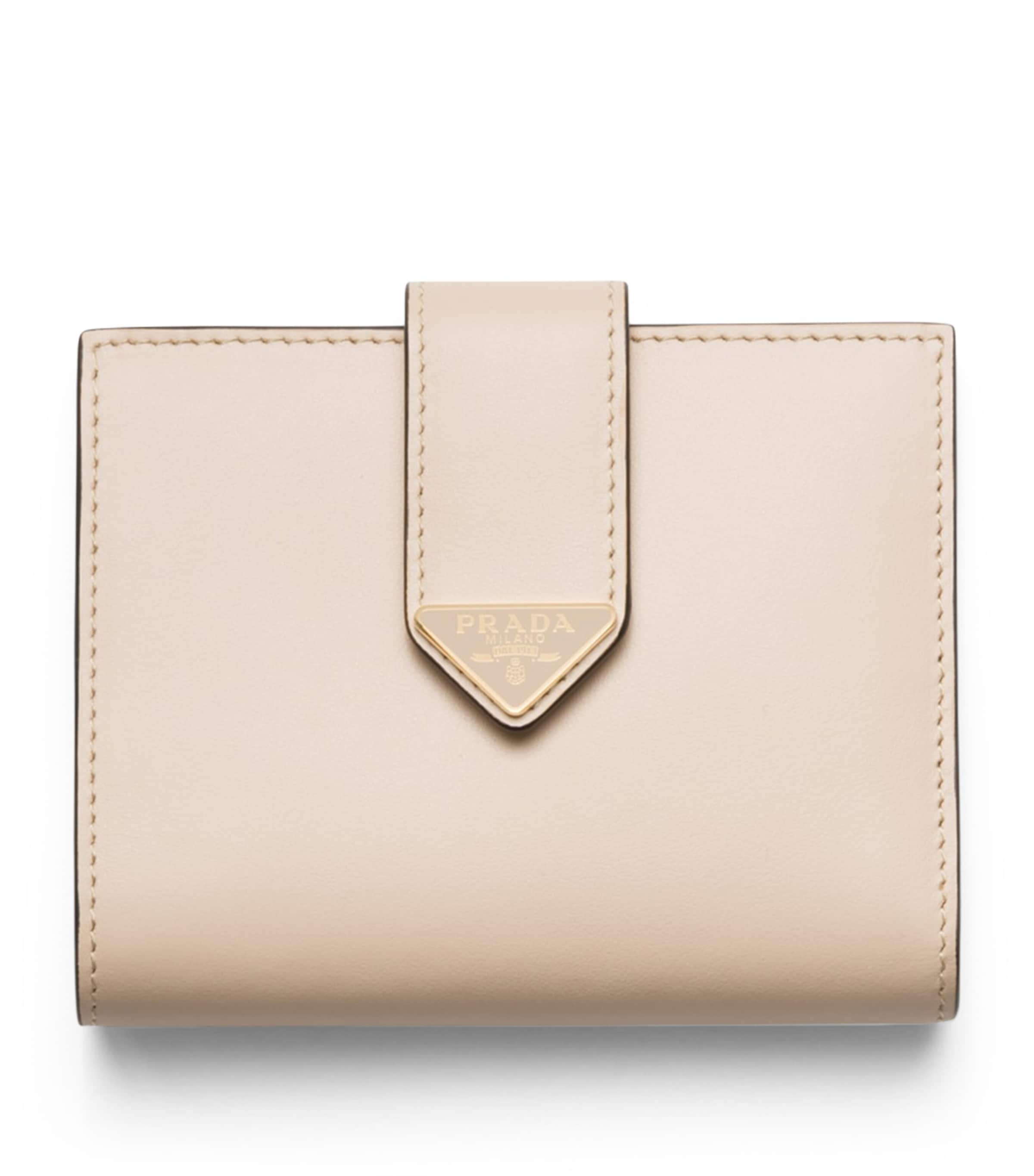Prada City Calf Leather Compact Wallet In F0485 Travertino