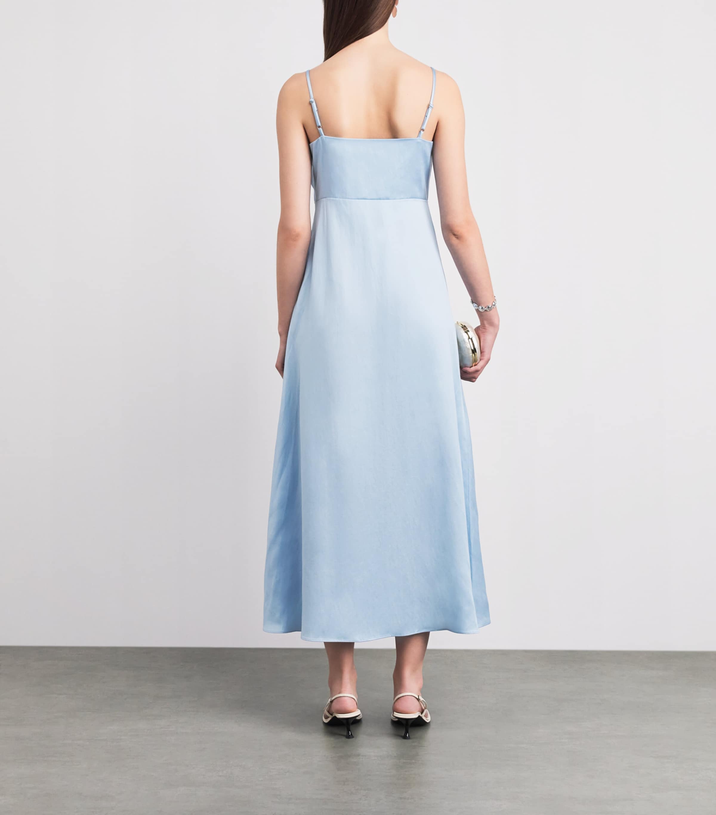 Sandro Paris Womens Satin Maxi Dress Blue Sky Image 4