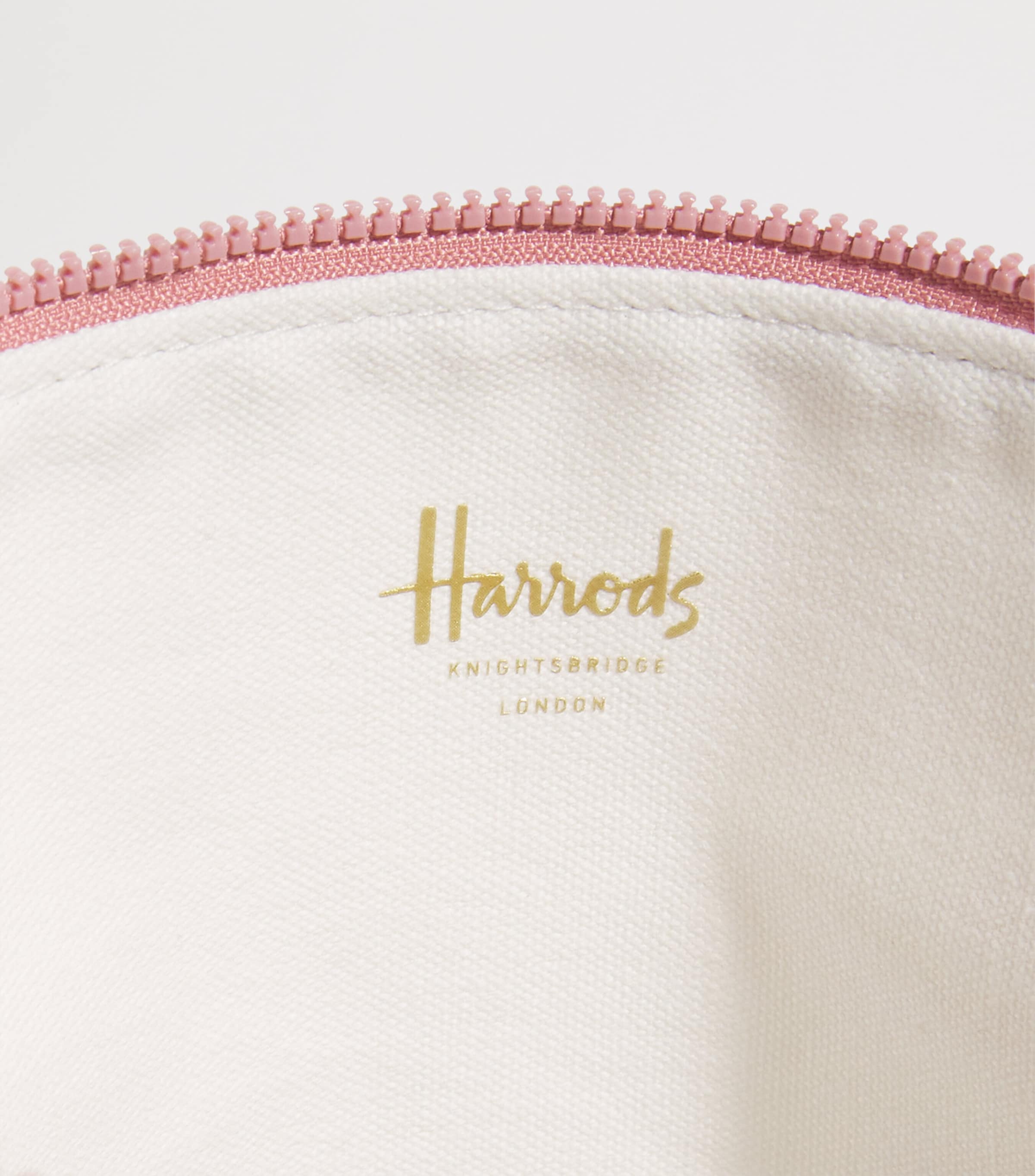 Harrods Toile Half Moon Cosmetic Bag Pink Image 4