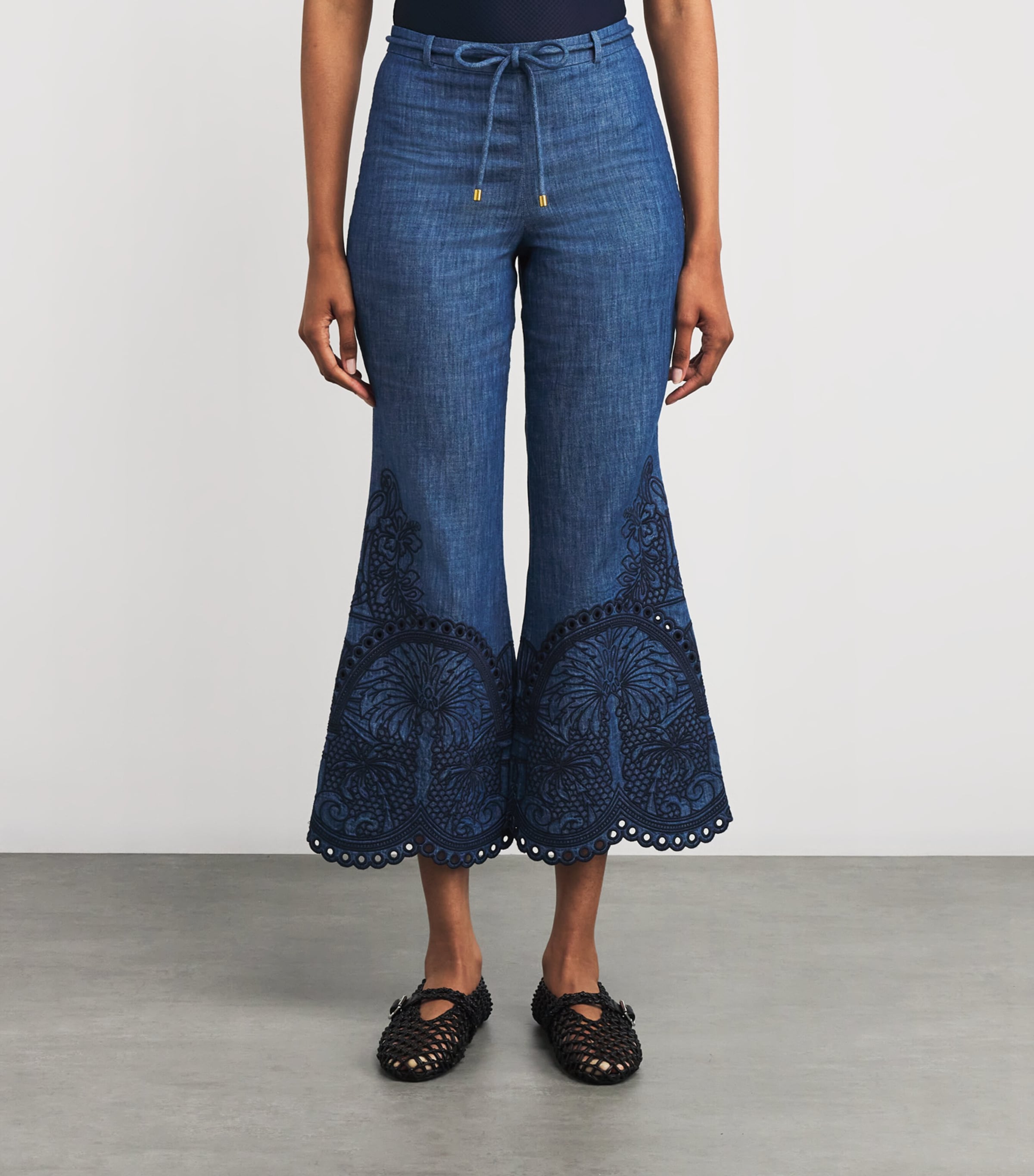Denim Coco Flared Trousers RWBLU RAILWAY BLUE Image 3
