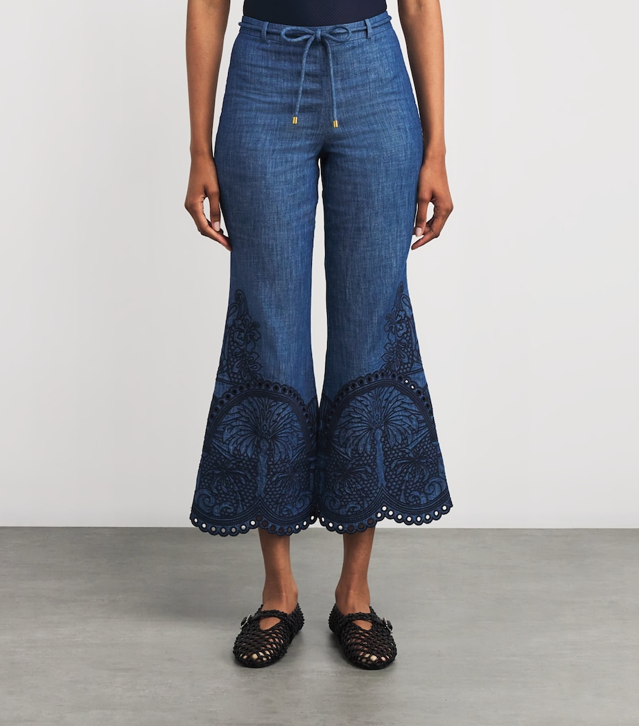 Denim Coco Flared Trousers RWBLU RAILWAY BLUE Image 3