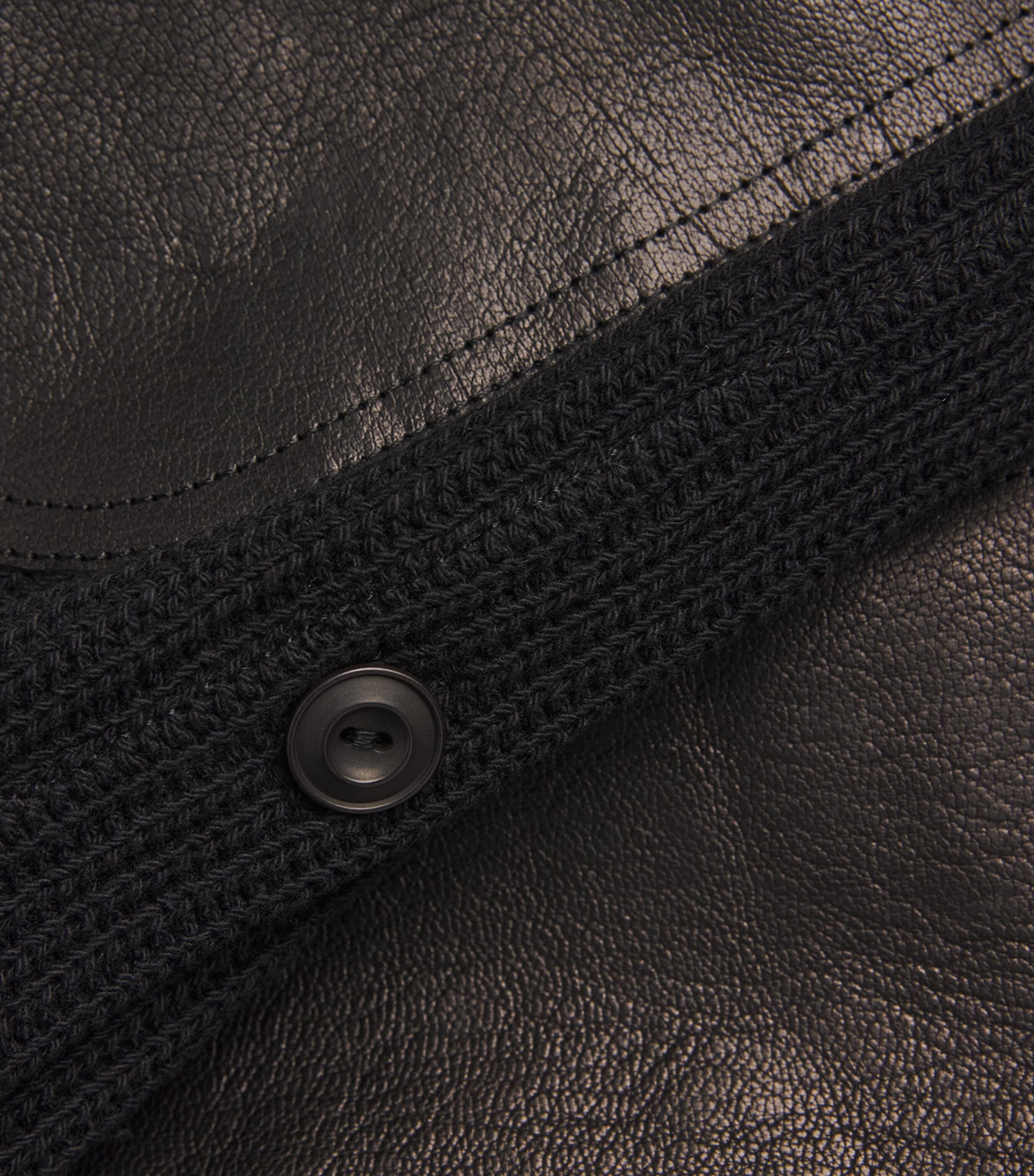 Cotton Leather-Pocket Cardigan BLACK X BLACK Image 5