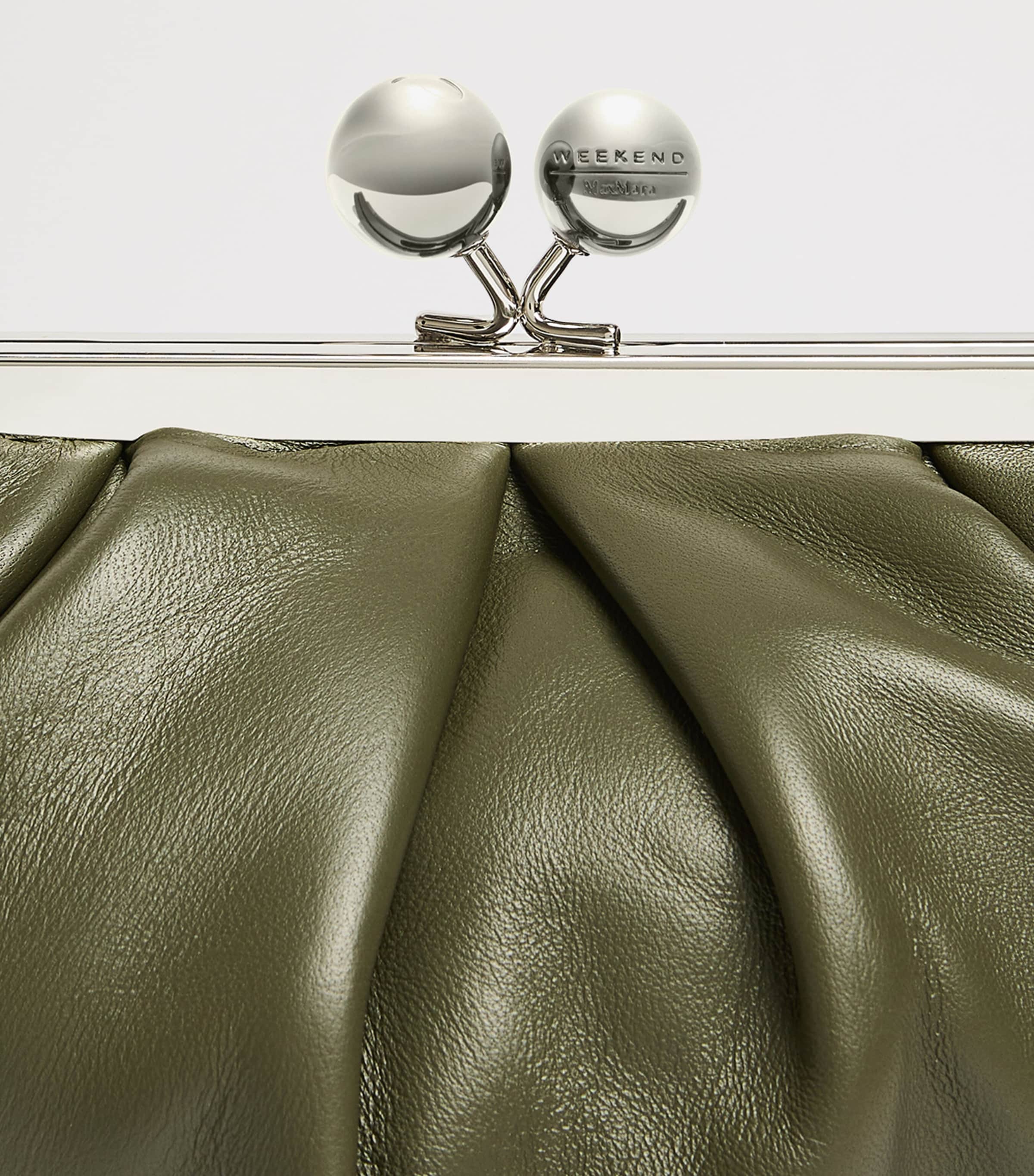 Weekend Max Mara Lambskin Pasticcino Clutch Bag Dark Green Image 4
