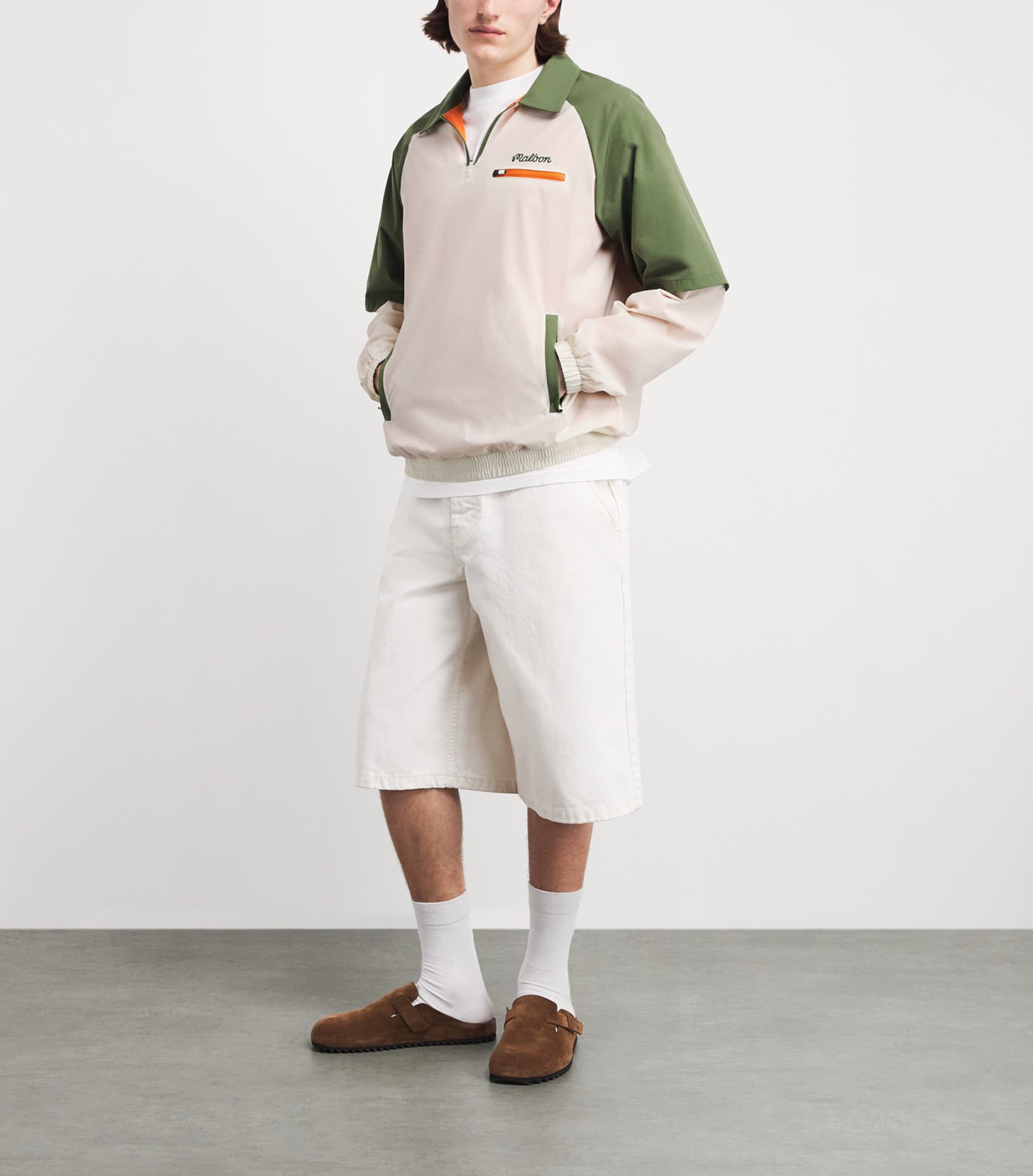 Malbon Mens Marina Windshirt Cream / Olivine Image 2