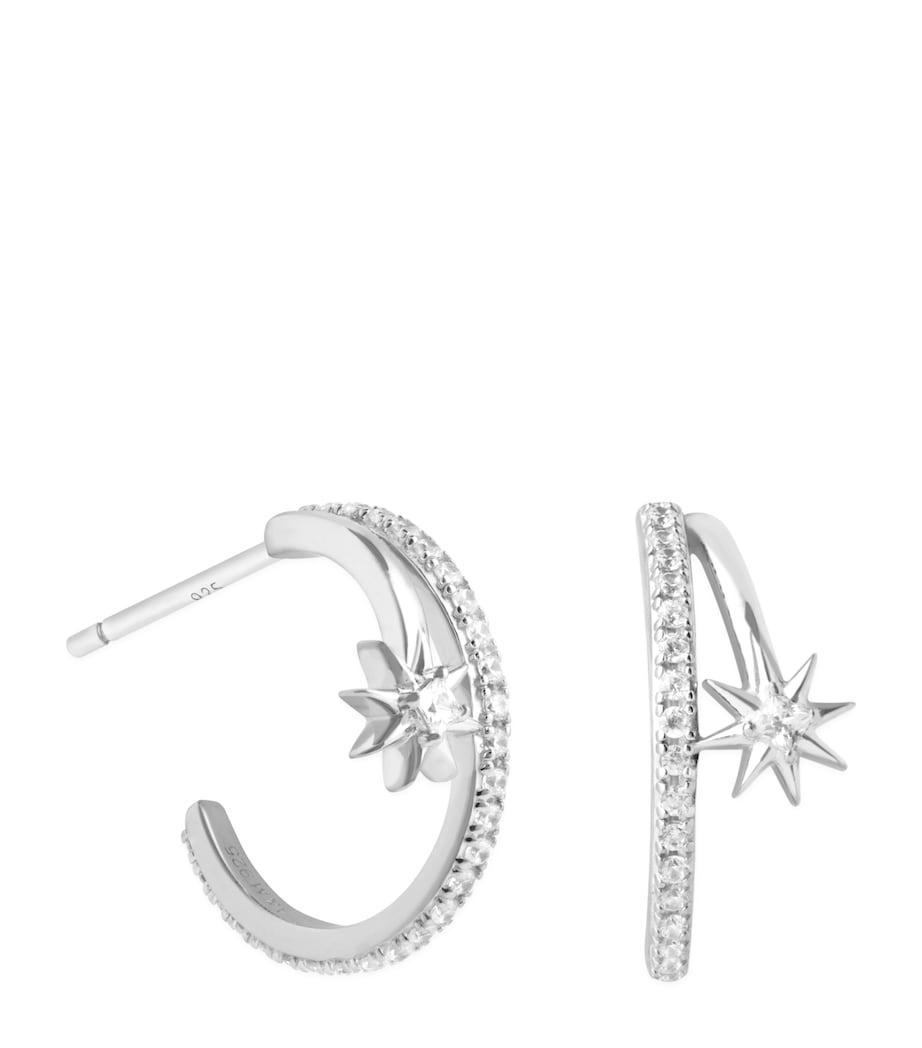 Astrid & Miyu Rhodium-Plated Sterling Silver and Cubic Zirconia Cosmic Illusion Hoop Earrings Silver Image 1