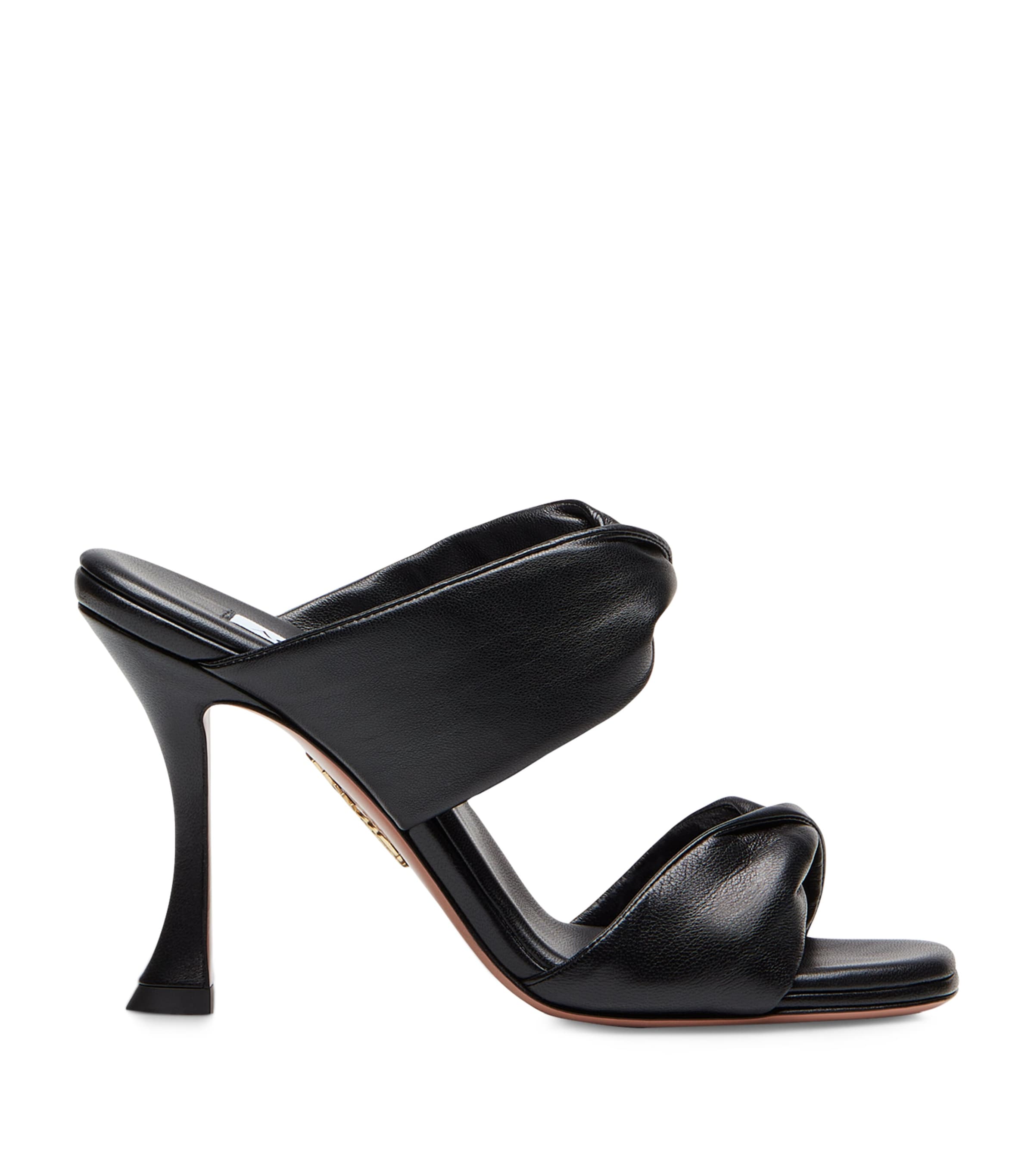 Aquazzura Leather Twist Heeled Sandals 95 In Black