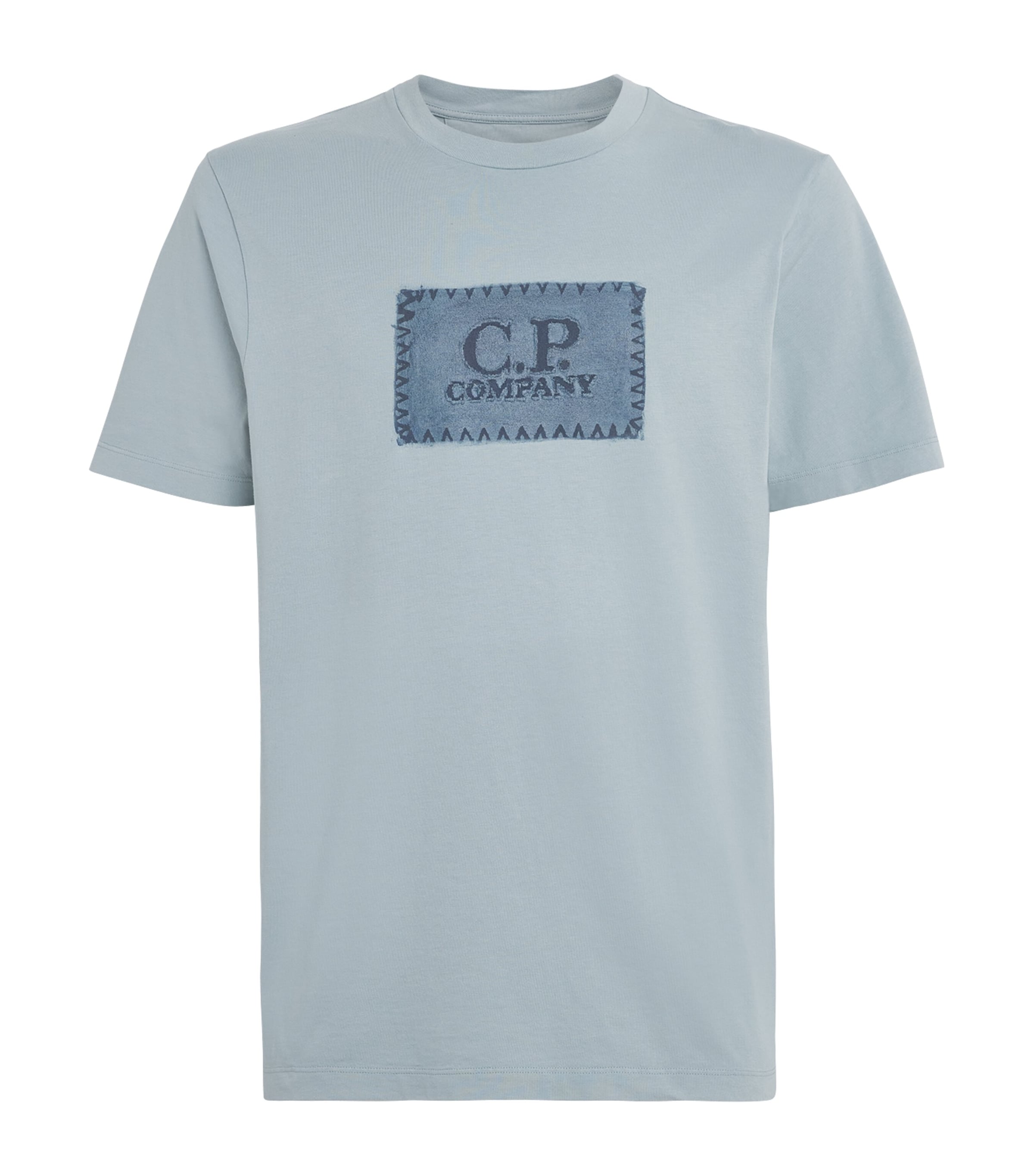 C.P. Company Mens Cotton Stamp Logo T-Shirt Silver Blue Image 1