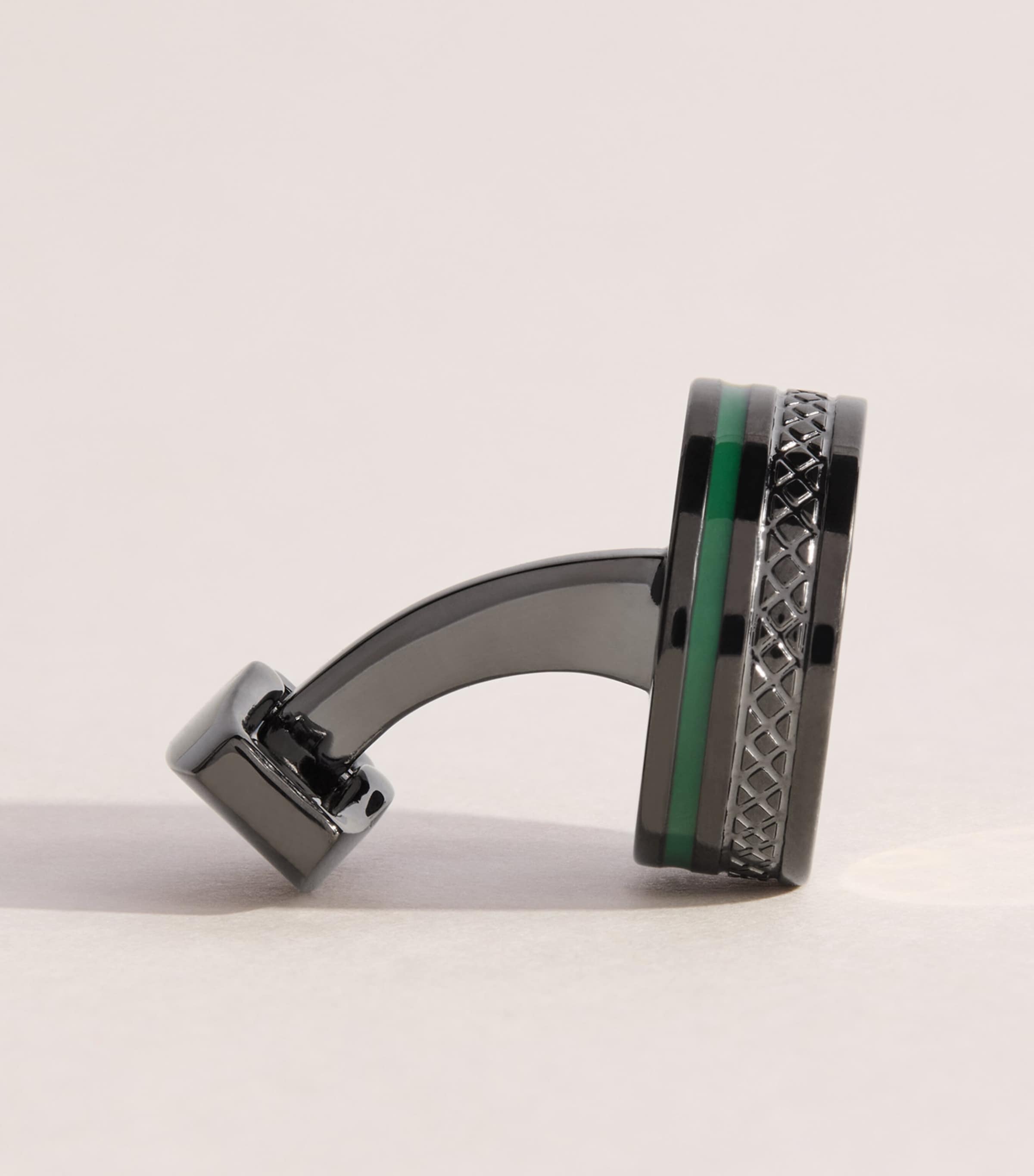 Tateossian Gunmetal Septa Gear Cufflinks Green Image 4