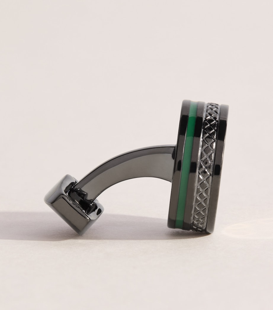 Tateossian Gunmetal Septa Gear Cufflinks Green Image 4