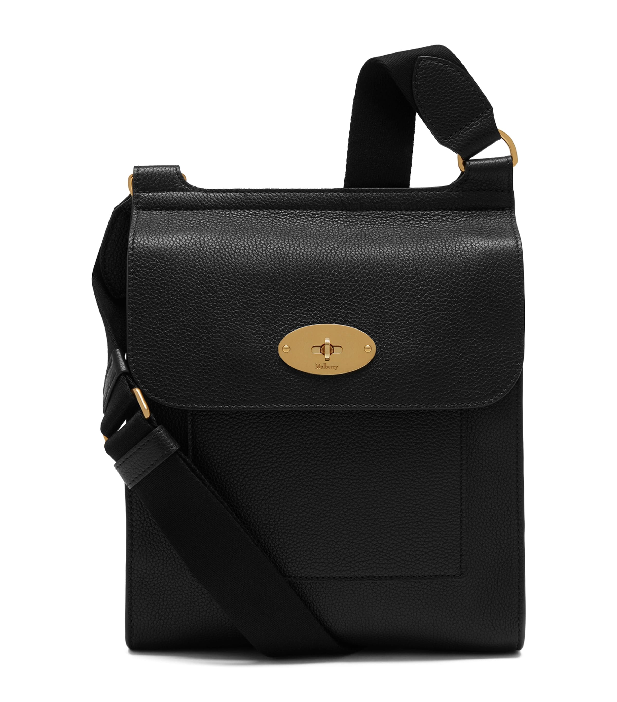 Mulberry Medium Leather Antony Messenger Bag In Black