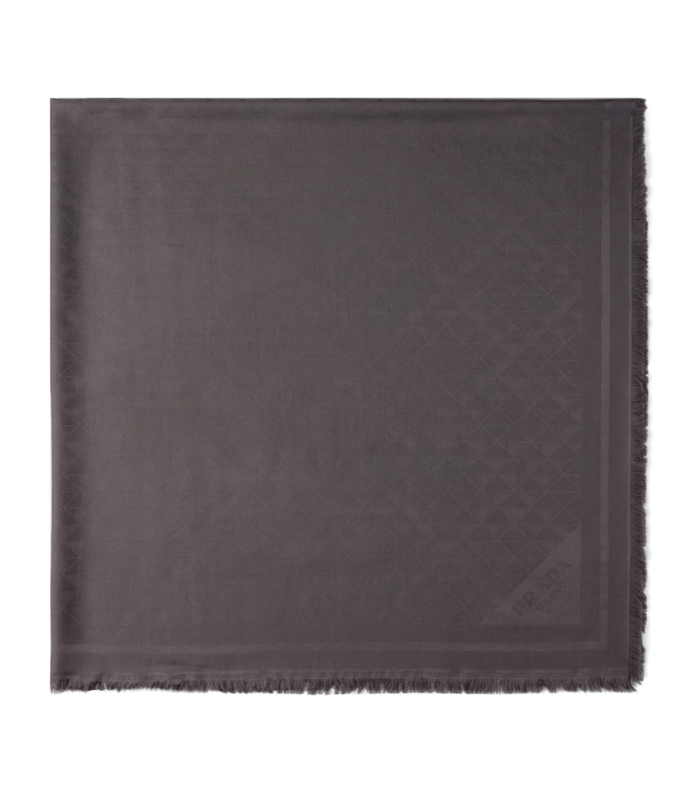 Prada Silk-wool Logo Scarf In Brown