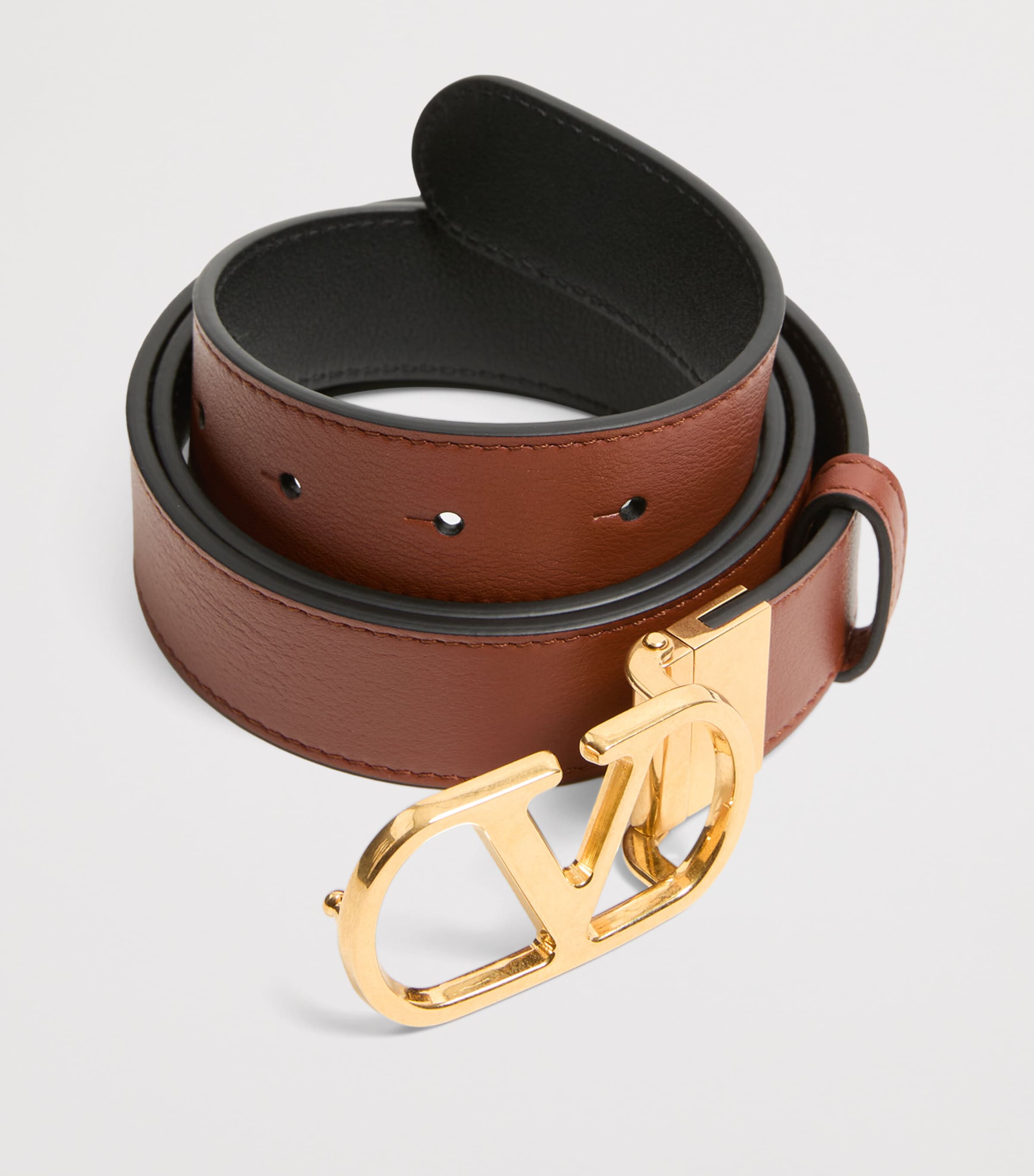 Leather Reversible VLogo Signature Belt DRN Image 5