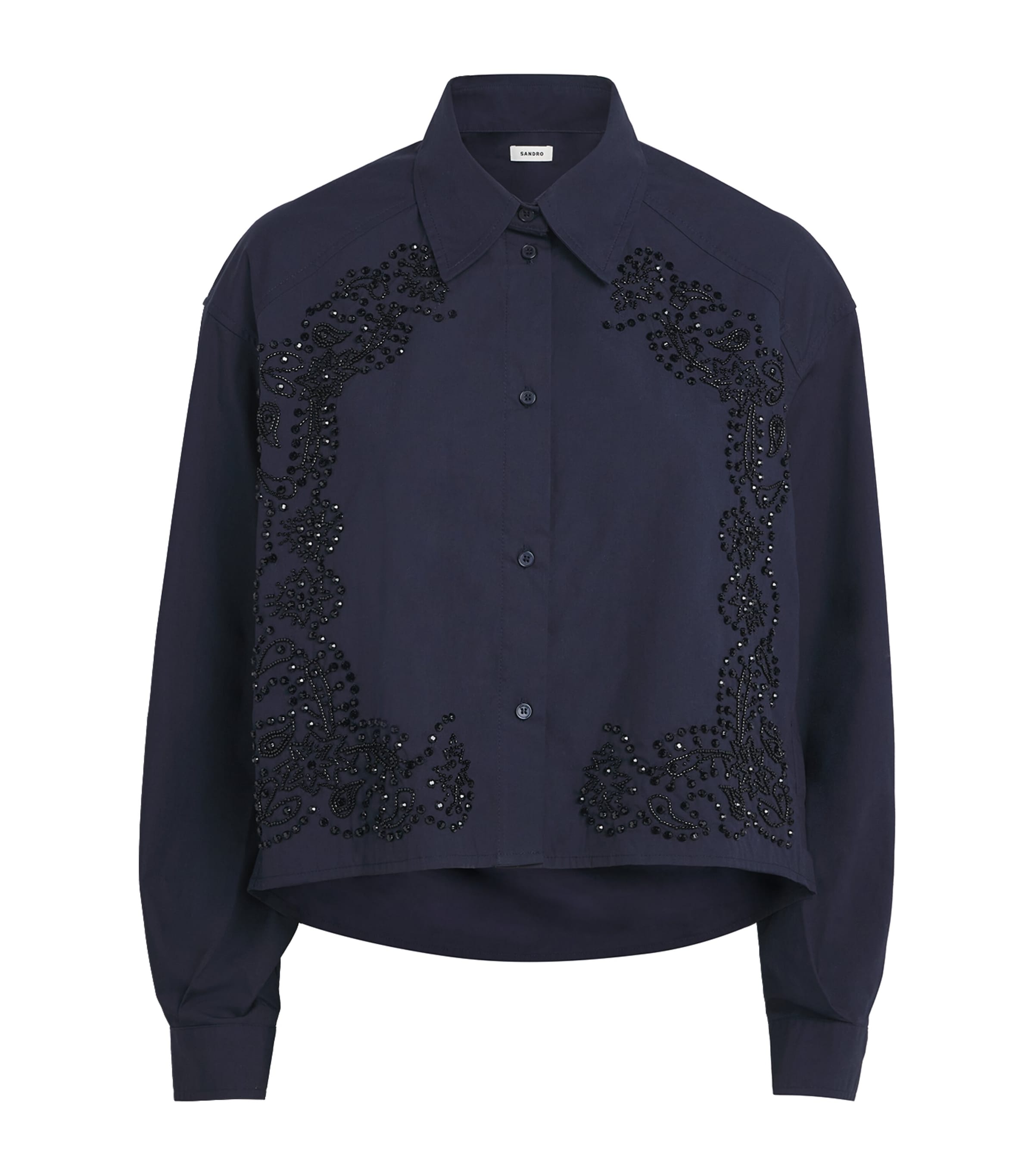 Cotton Embroidered Shirt NAVY BLUE Image 1
