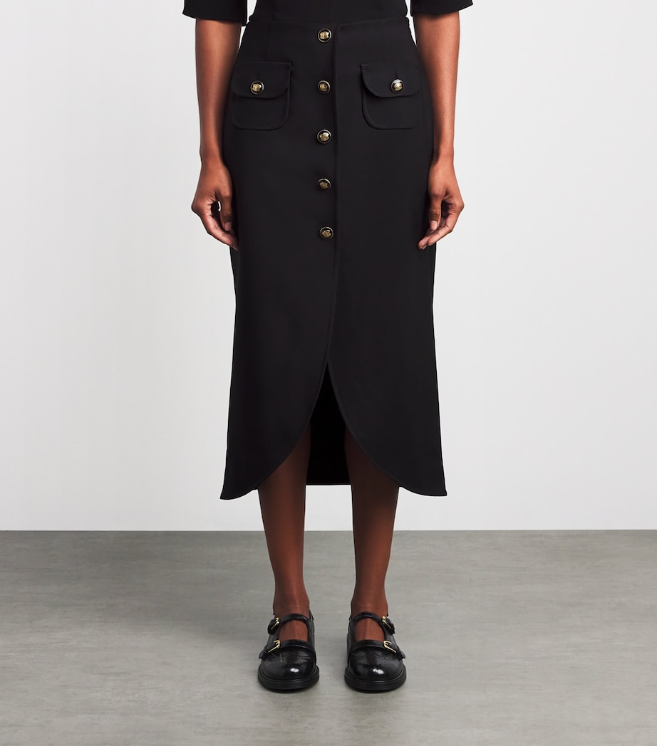 Buttoned Midi Skirt BLACK Image 3